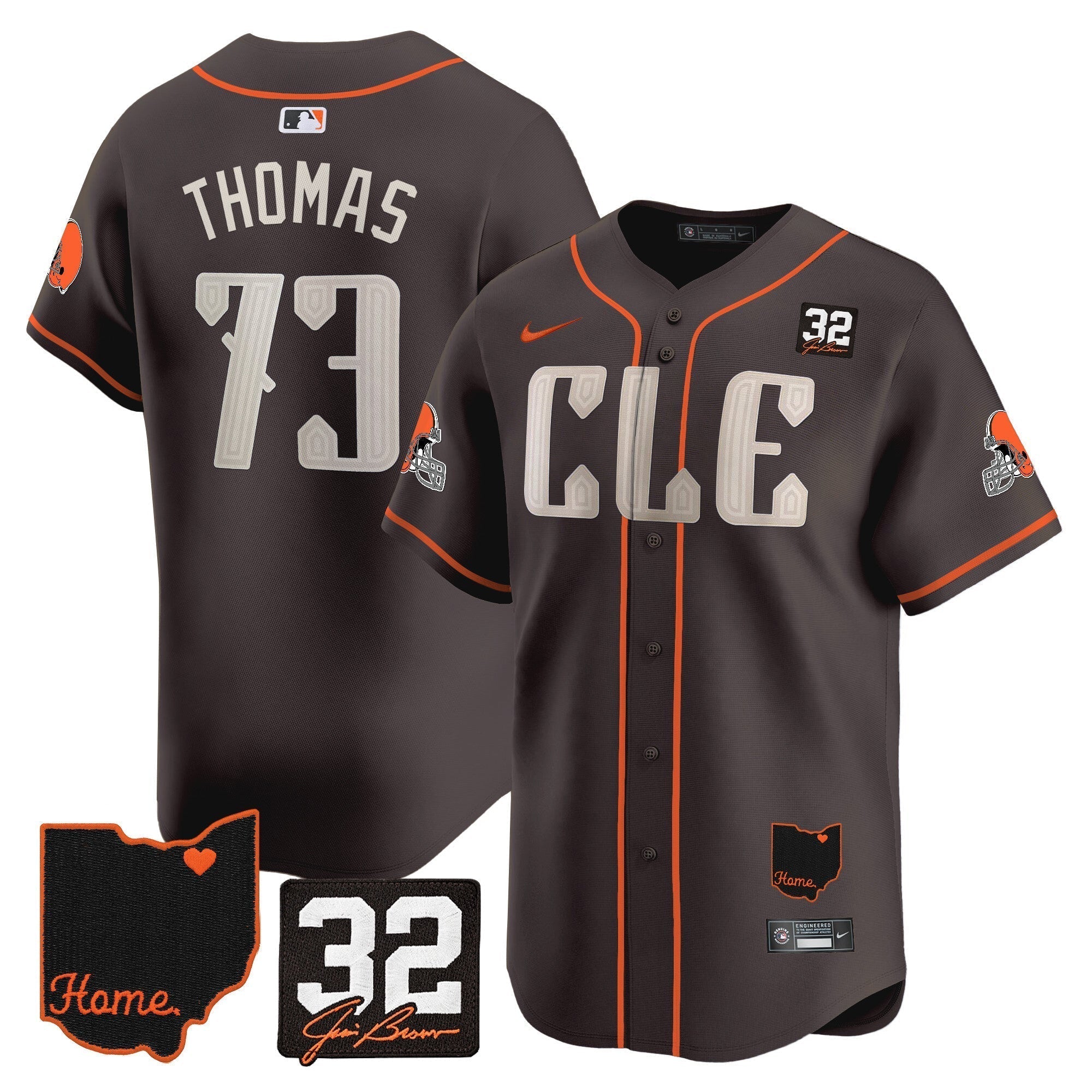 Browns #32 Jim Brown Memorial & Home Patch Vapor Premier Limited Men Jersey - All Stitched