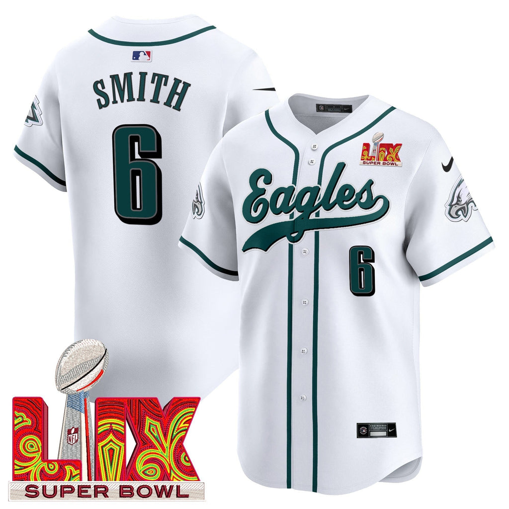PHI Midnight Green Super Bowl LIX Vapor Baseball Jersey - All Stitched