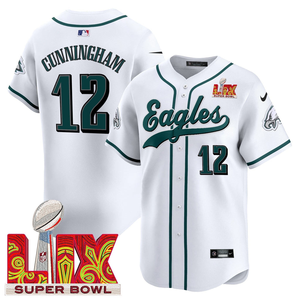 PHI Midnight Green Super Bowl LIX Vapor Baseball Jersey - All Stitched