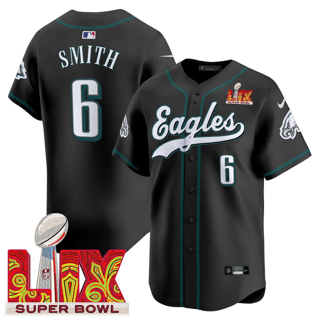 PHI Midnight Green Super Bowl LIX Vapor Baseball Jersey - All Stitched