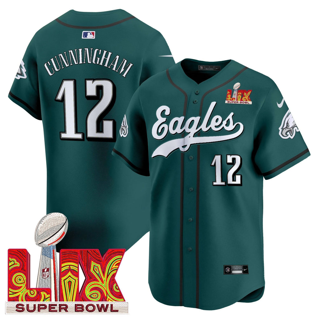 PHI Midnight Green Super Bowl LIX Vapor Baseball Men Jersey - All Stitched