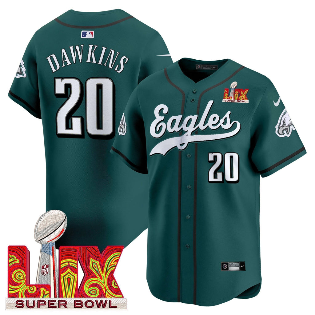 PHI Midnight Green Super Bowl LIX Vapor Baseball Men Jersey - All Stitched