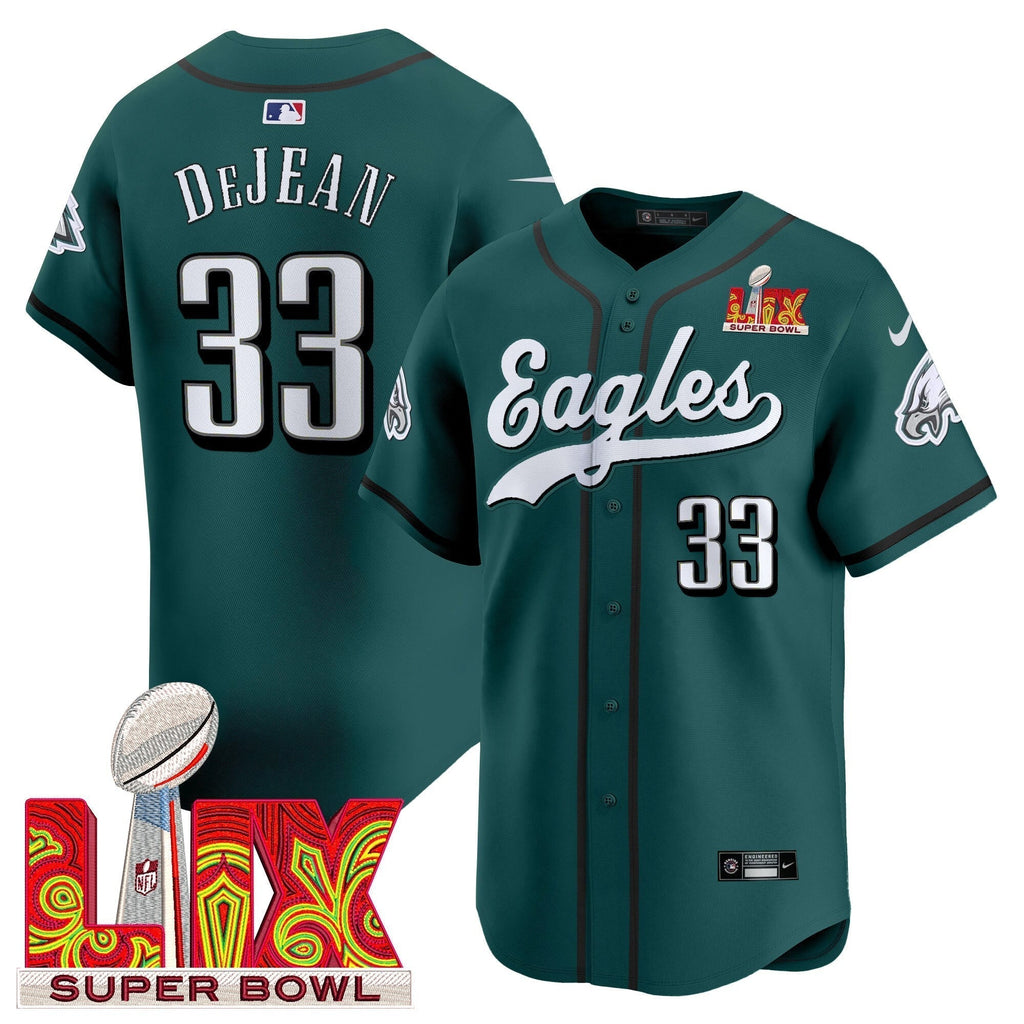 PHI Midnight Green Super Bowl LIX Vapor Baseball Men Jersey - All Stitched