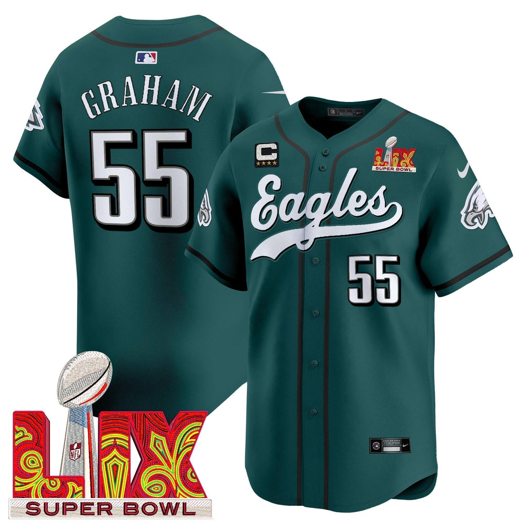 PHI Midnight Green Super Bowl LIX Vapor Baseball Men Jersey - All Stitched