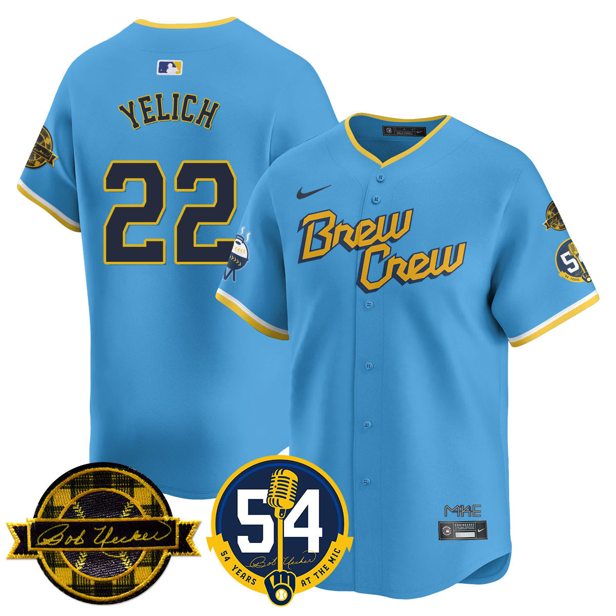 MIL Men Jersey - Bob Uecker, 54 Seasons for Brewers - All Stitched