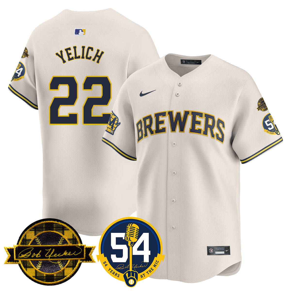 MIL Men Jersey - Bob Uecker, 54 Seasons for Brewers - All Stitched