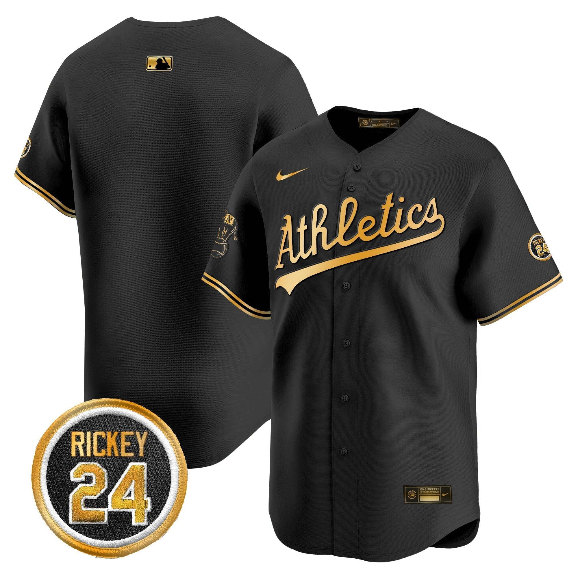 OAK Rickey Henderson Patch Vapor Premier Limited Jersey - All Stitched