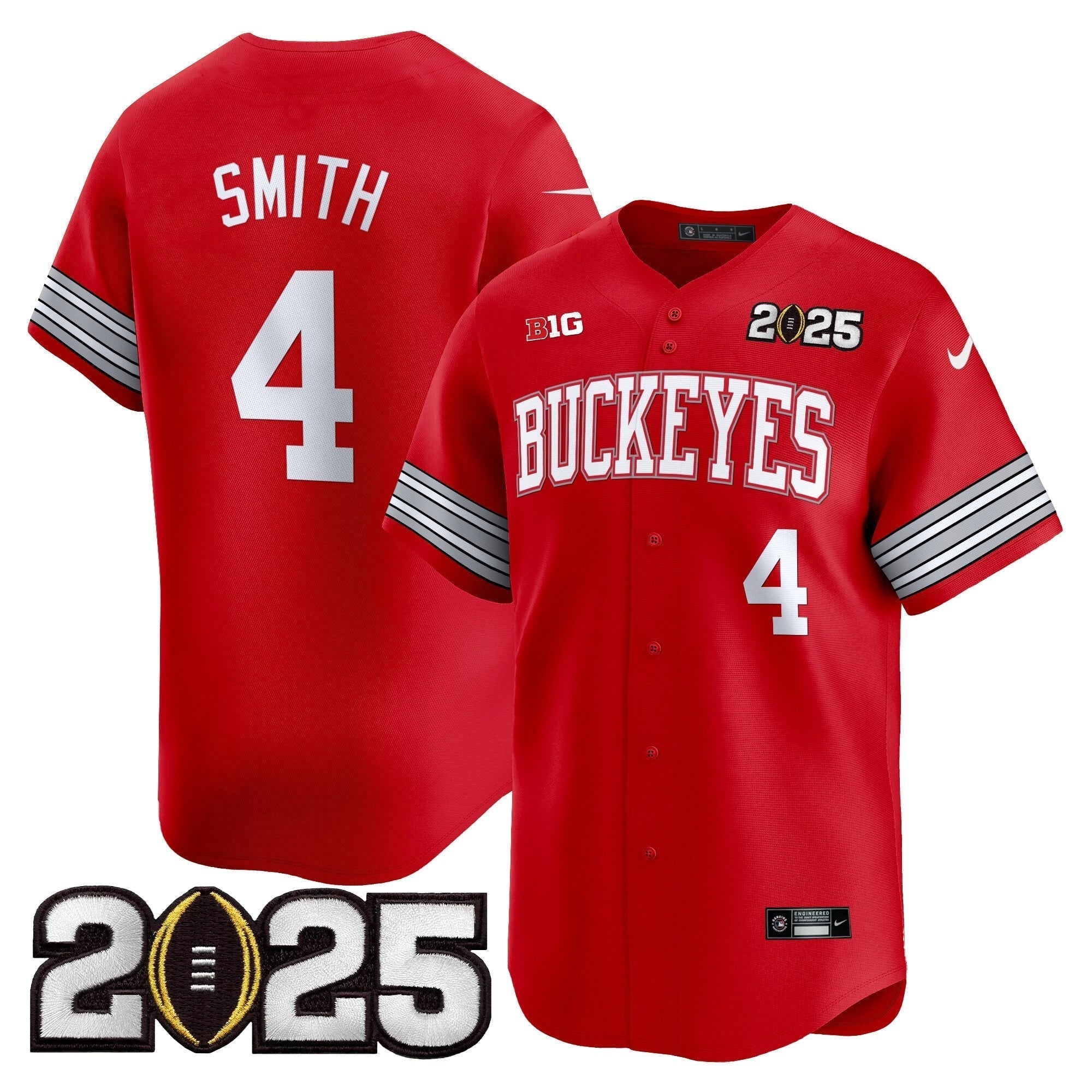 OSU 'Heritage Stripe' 2025 CFP Final Patch Vapor Baseball Jersey - All Stitched