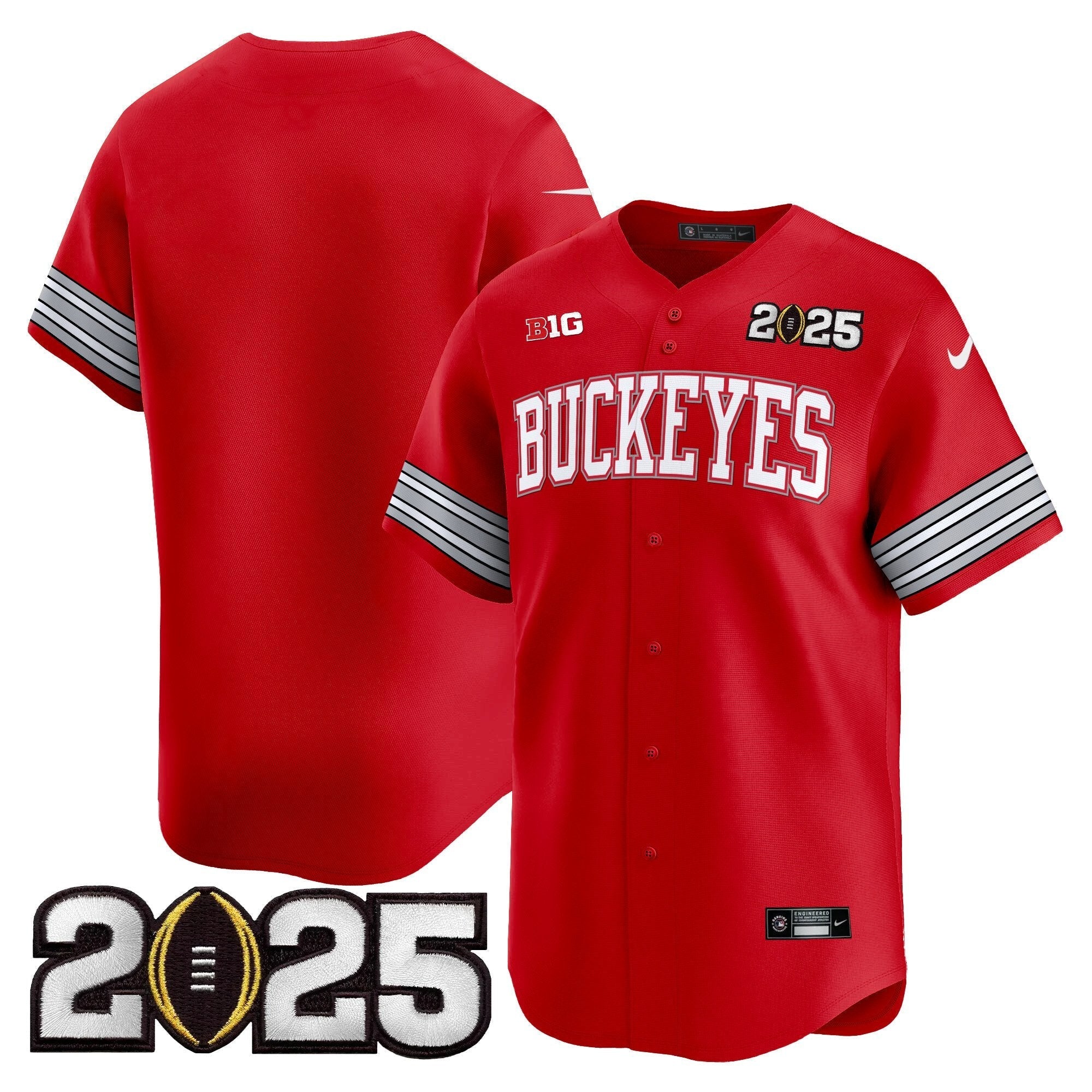 OSU 'Heritage Stripe' 2025 CFP Final Patch Vapor Baseball Jersey - All Stitched