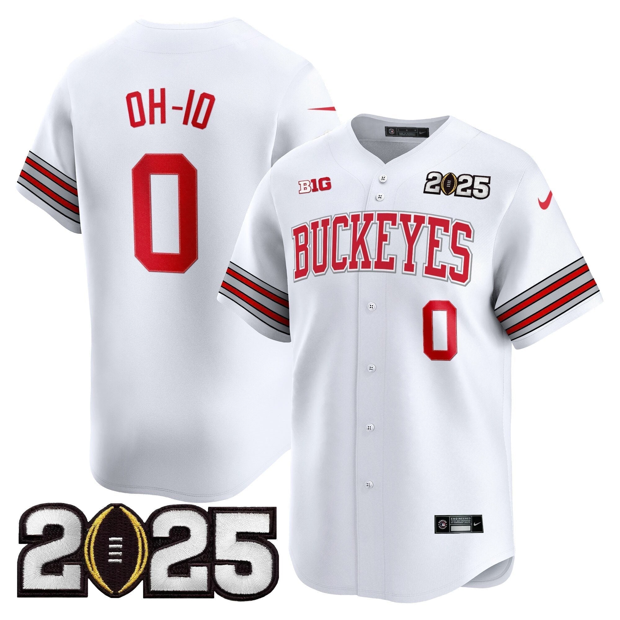 OSU 'Heritage Stripe' 2025 CFP Final Patch Vapor Baseball Men Jersey - All Stitched