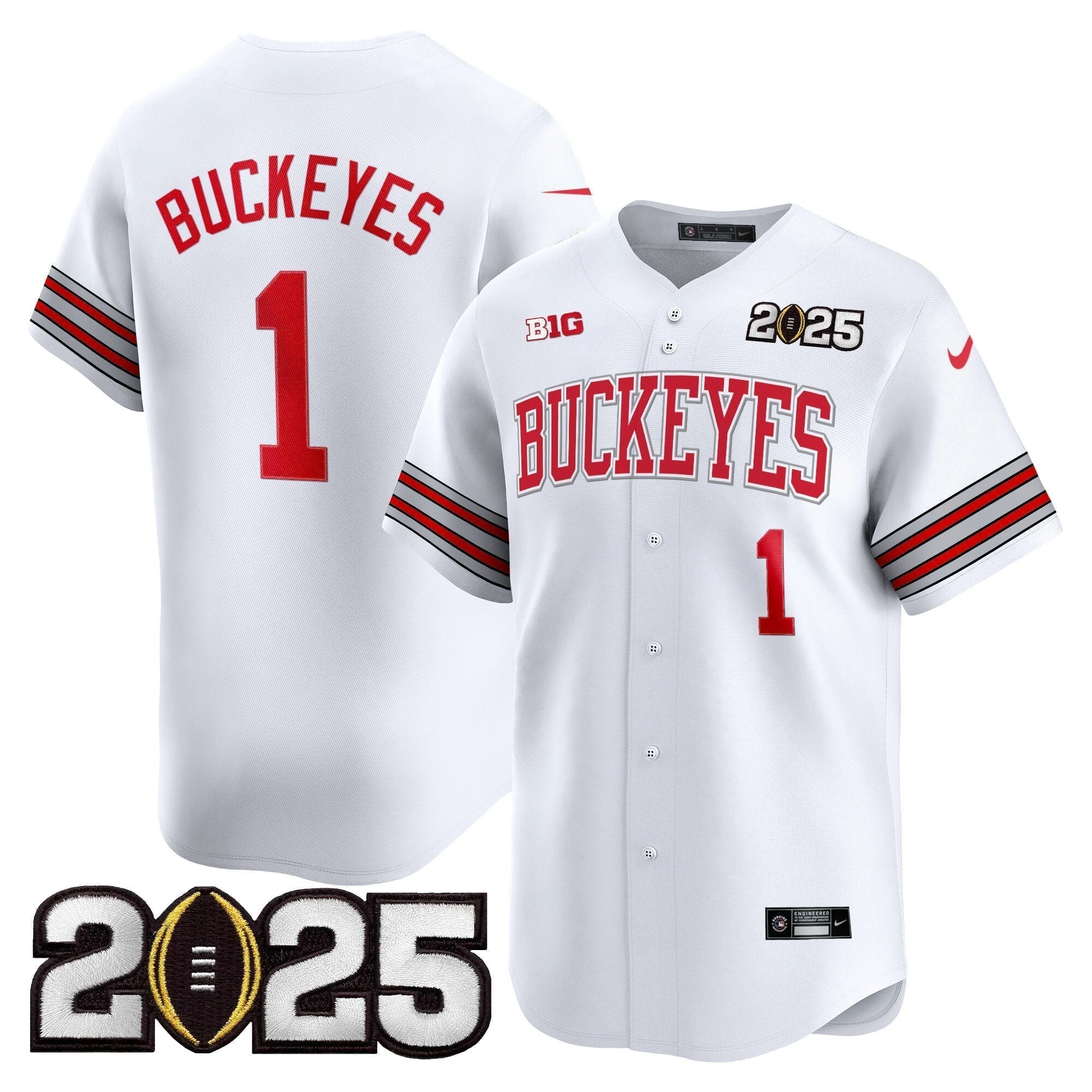OSU 'Heritage Stripe' 2025 CFP Final Patch Vapor Baseball Men Jersey - All Stitched