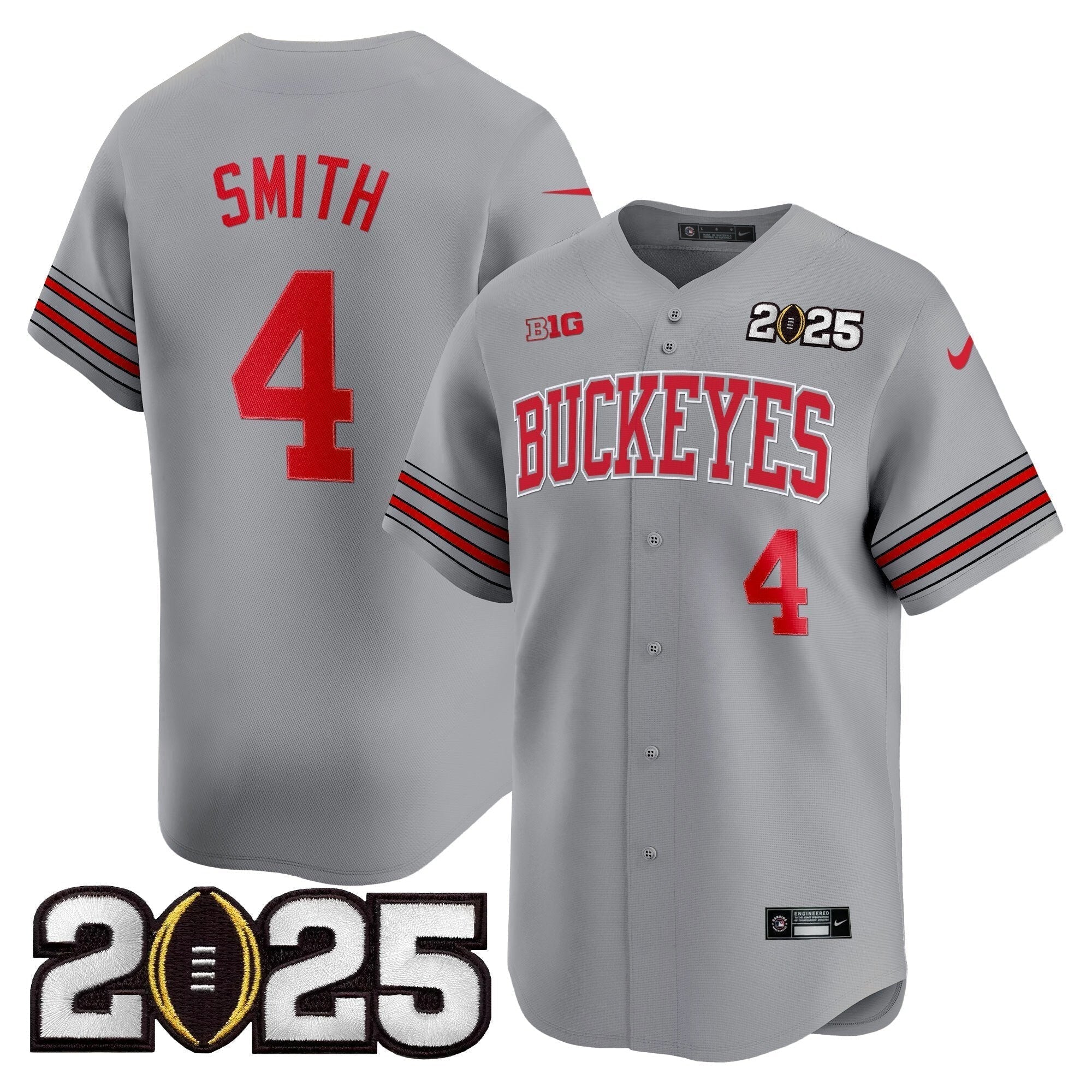 OSU 'Heritage Stripe' 2025 CFP Final Patch Vapor Baseball Jersey - All Stitched