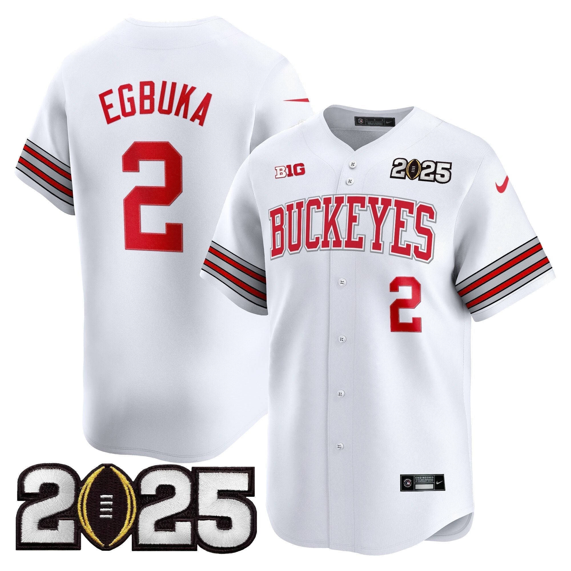 OSU 'Heritage Stripe' 2025 CFP Final Patch Vapor Baseball Men Jersey - All Stitched