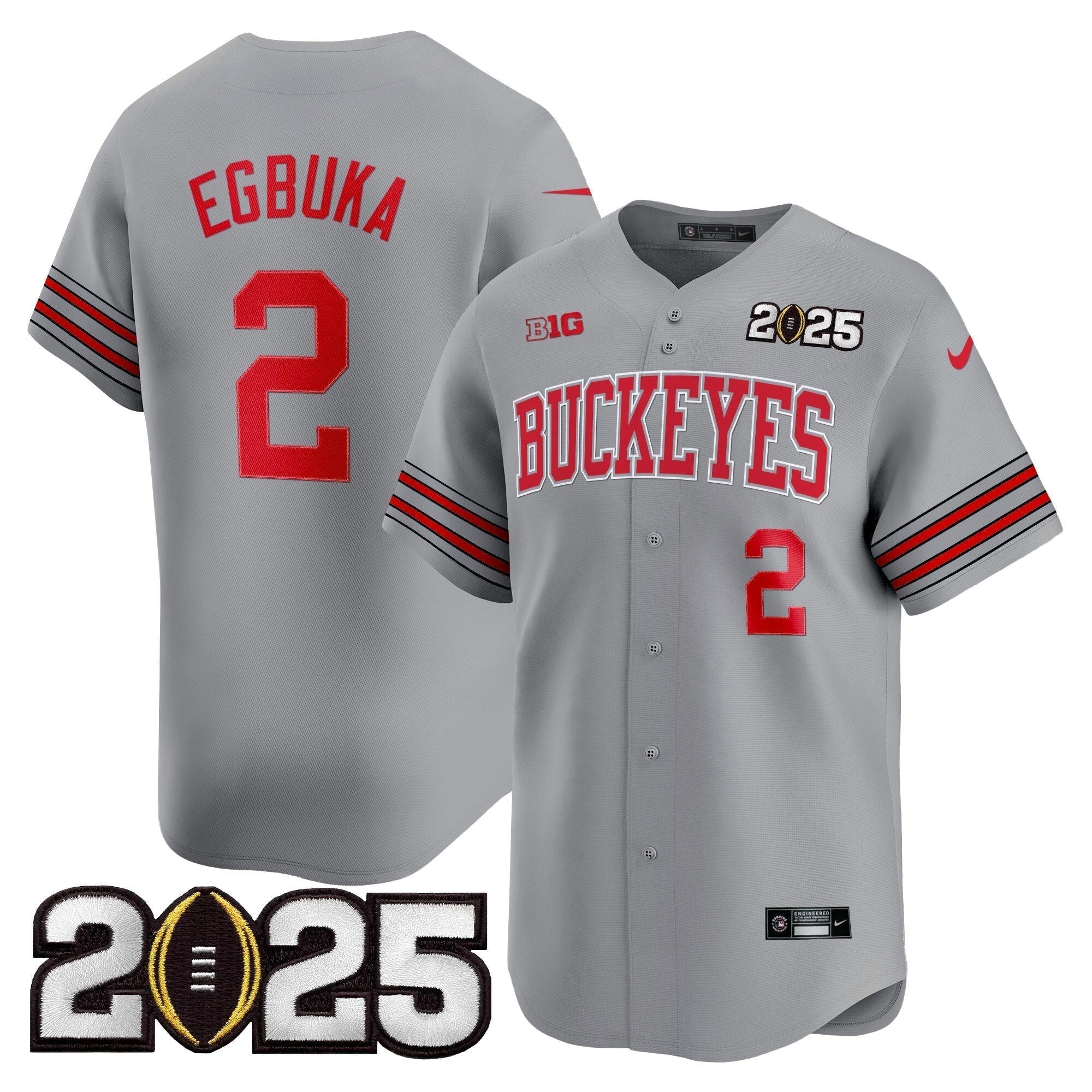 OSU 'Heritage Stripe' 2025 CFP Final Patch Vapor Baseball Jersey - All Stitched