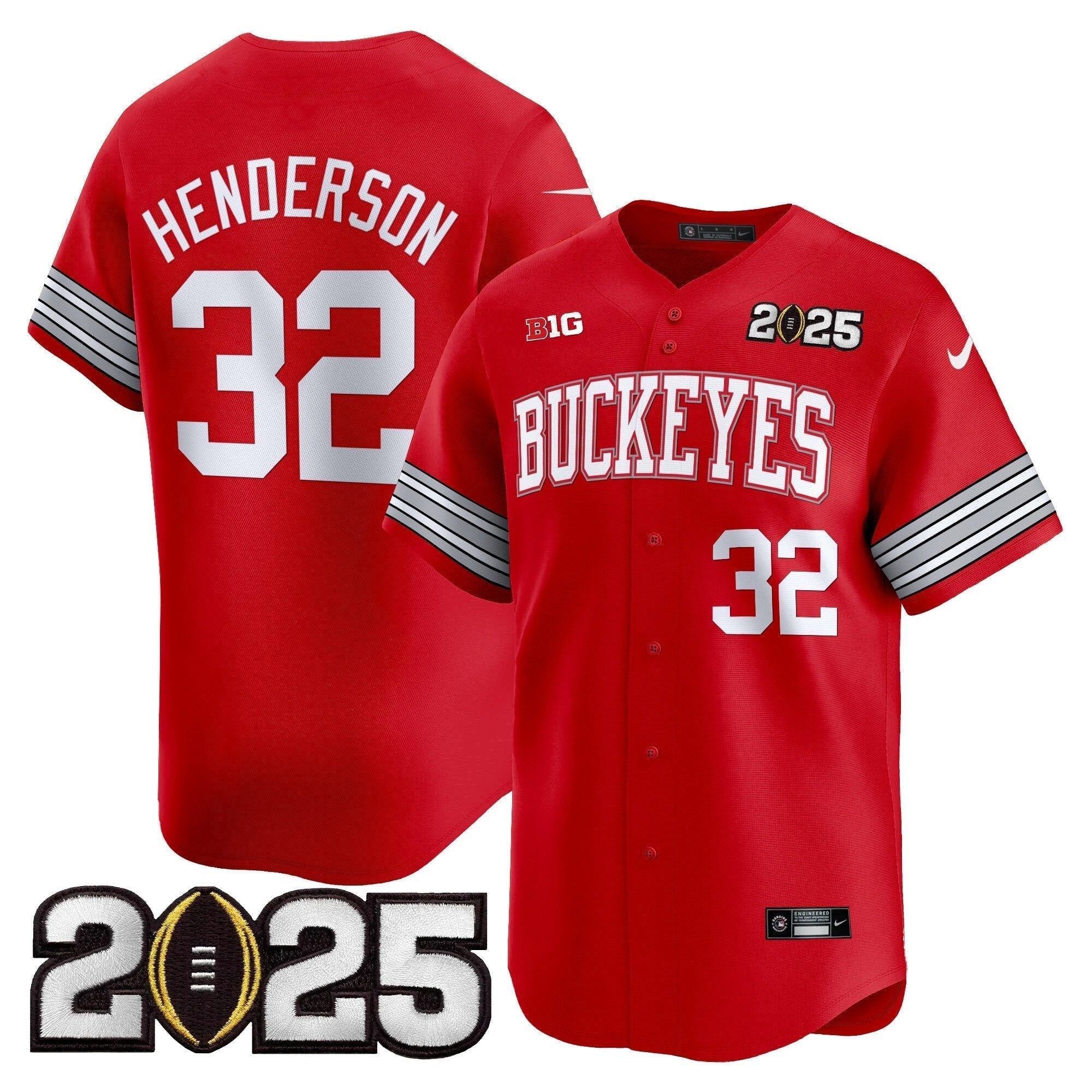 OSU 'Heritage Stripe' 2025 CFP Final Patch Vapor Baseball Jersey - All Stitched