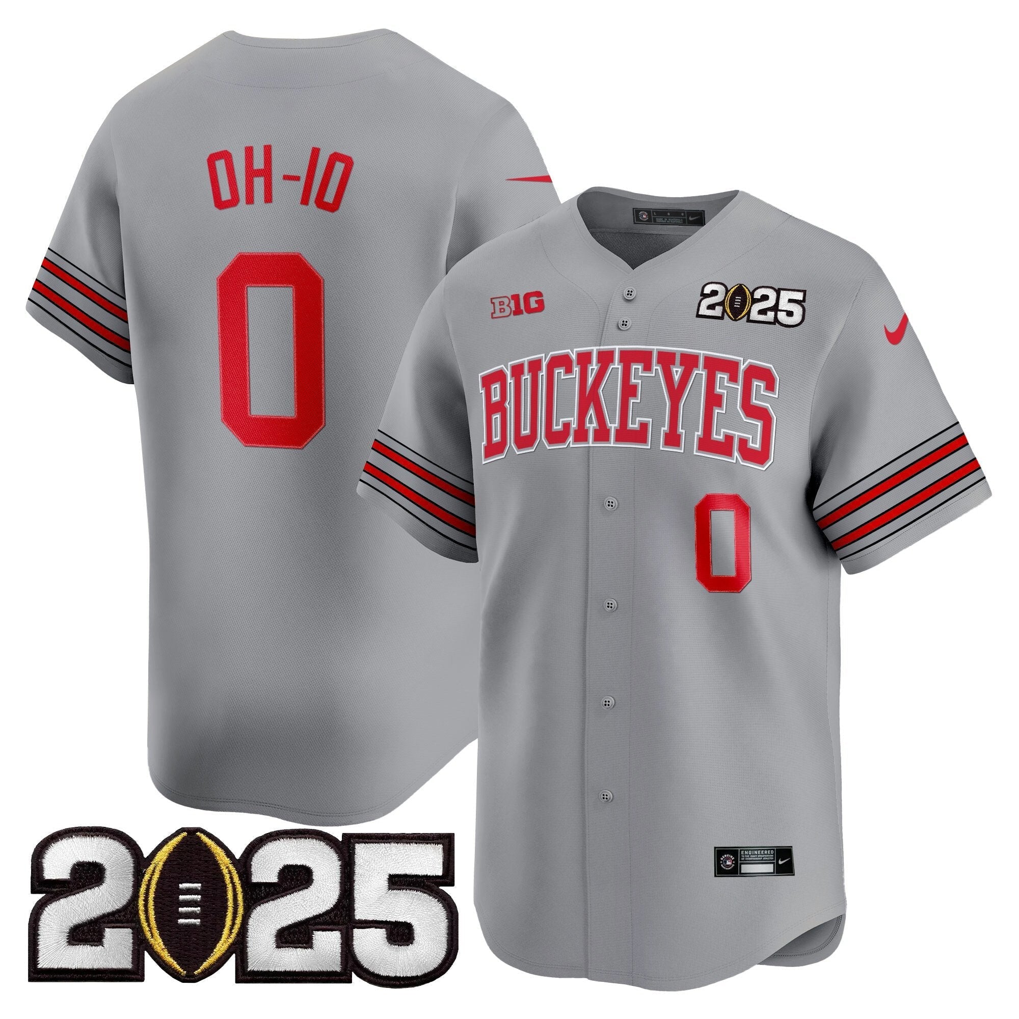 OSU 'Heritage Stripe' 2025 CFP Final Patch Vapor Baseball Jersey - All Stitched