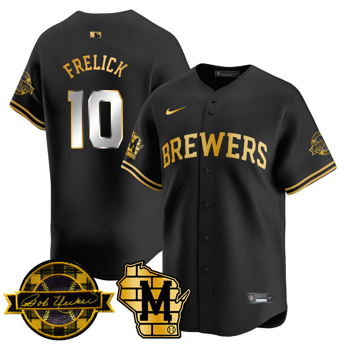 MIL 2025 Limited Gold Jersey - Bob Uecker Patch - All Stitched
