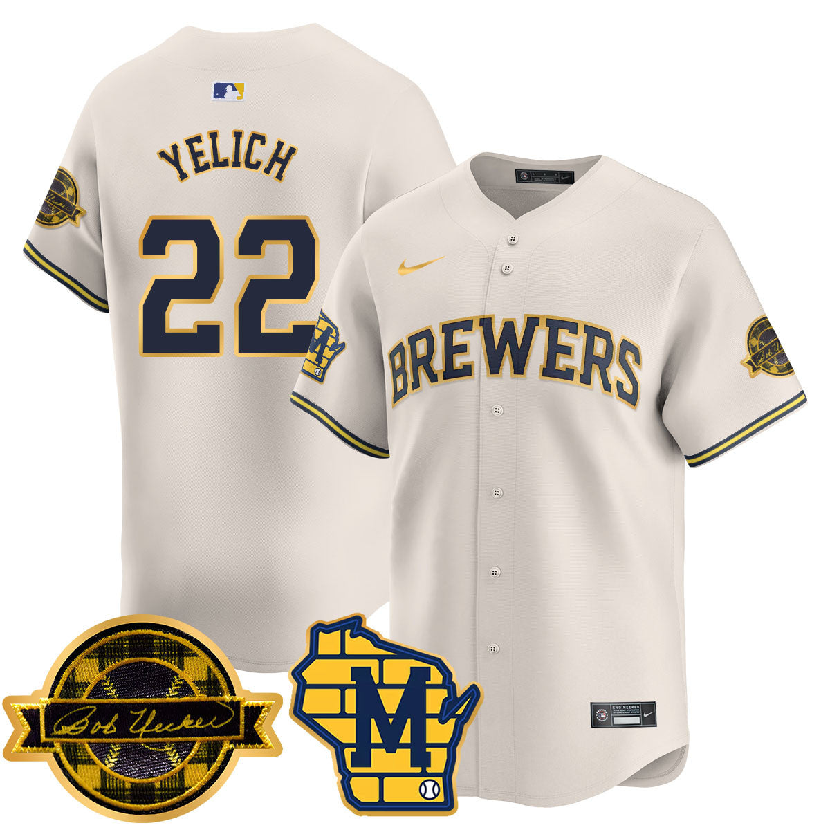MIL 2025 Limited Gold Jersey - Bob Uecker Patch - All Stitched
