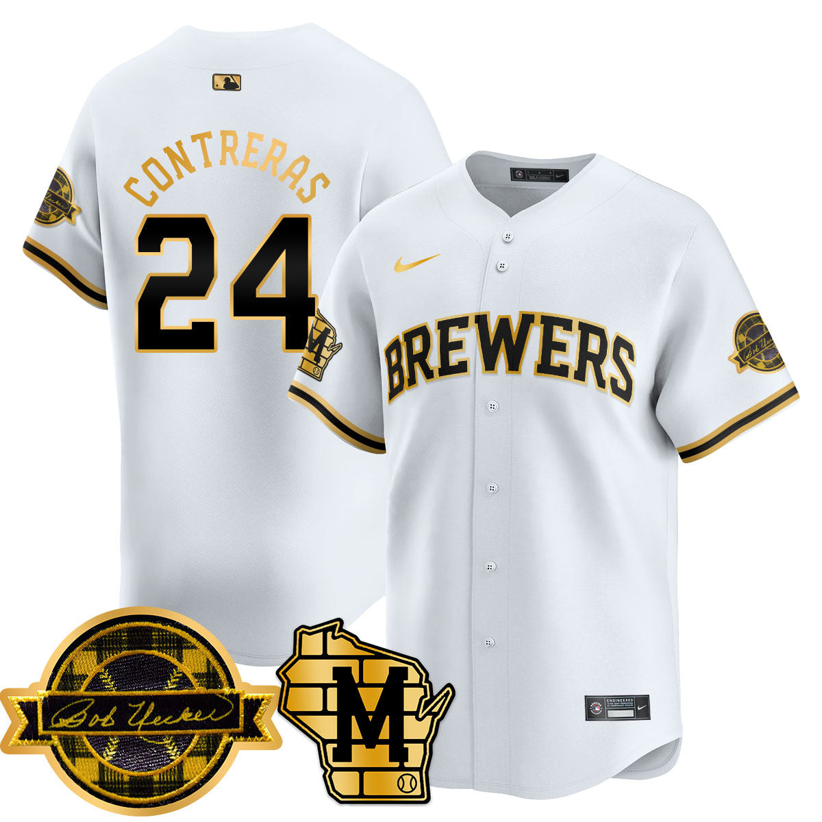 MIL 2025 Limited Gold Jersey - Bob Uecker Patch - All Stitched
