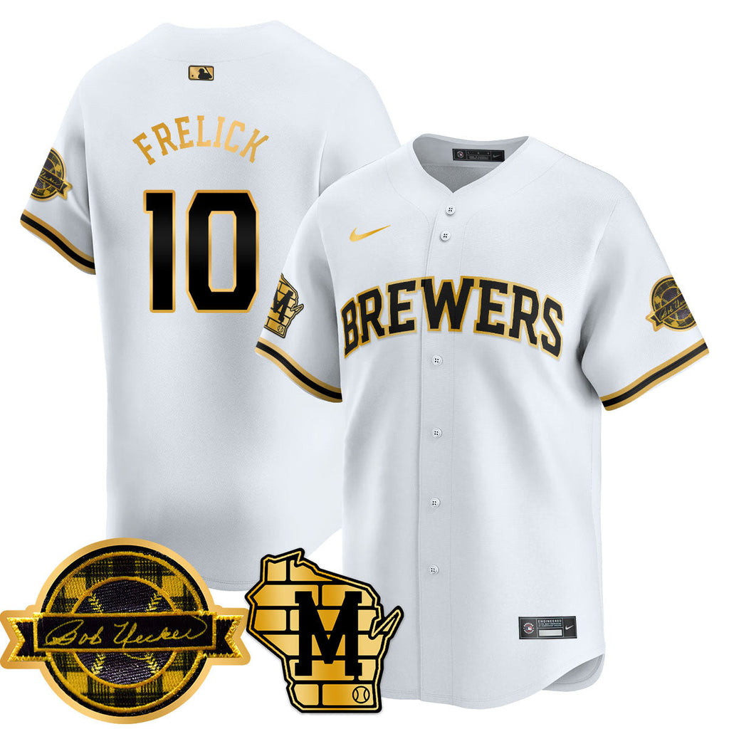 MIL 2025 Limited Gold Jersey - Bob Uecker Patch - All Stitched
