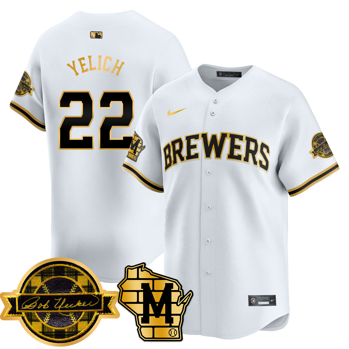 MIL 2025 Limited Gold Jersey - Bob Uecker Patch - All Stitched