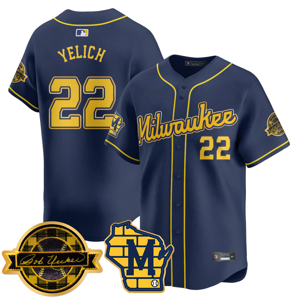 MIL 2025 Limited Gold Jersey - Bob Uecker Patch - All Stitched