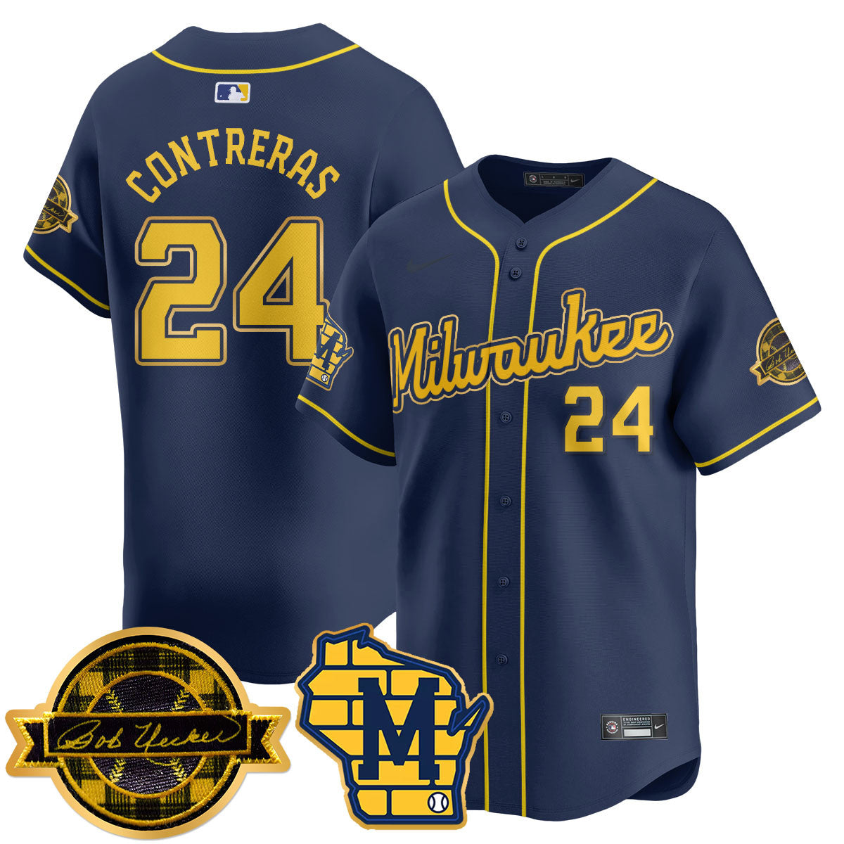 MIL 2025 Limited Gold Jersey - Bob Uecker Patch - All Stitched