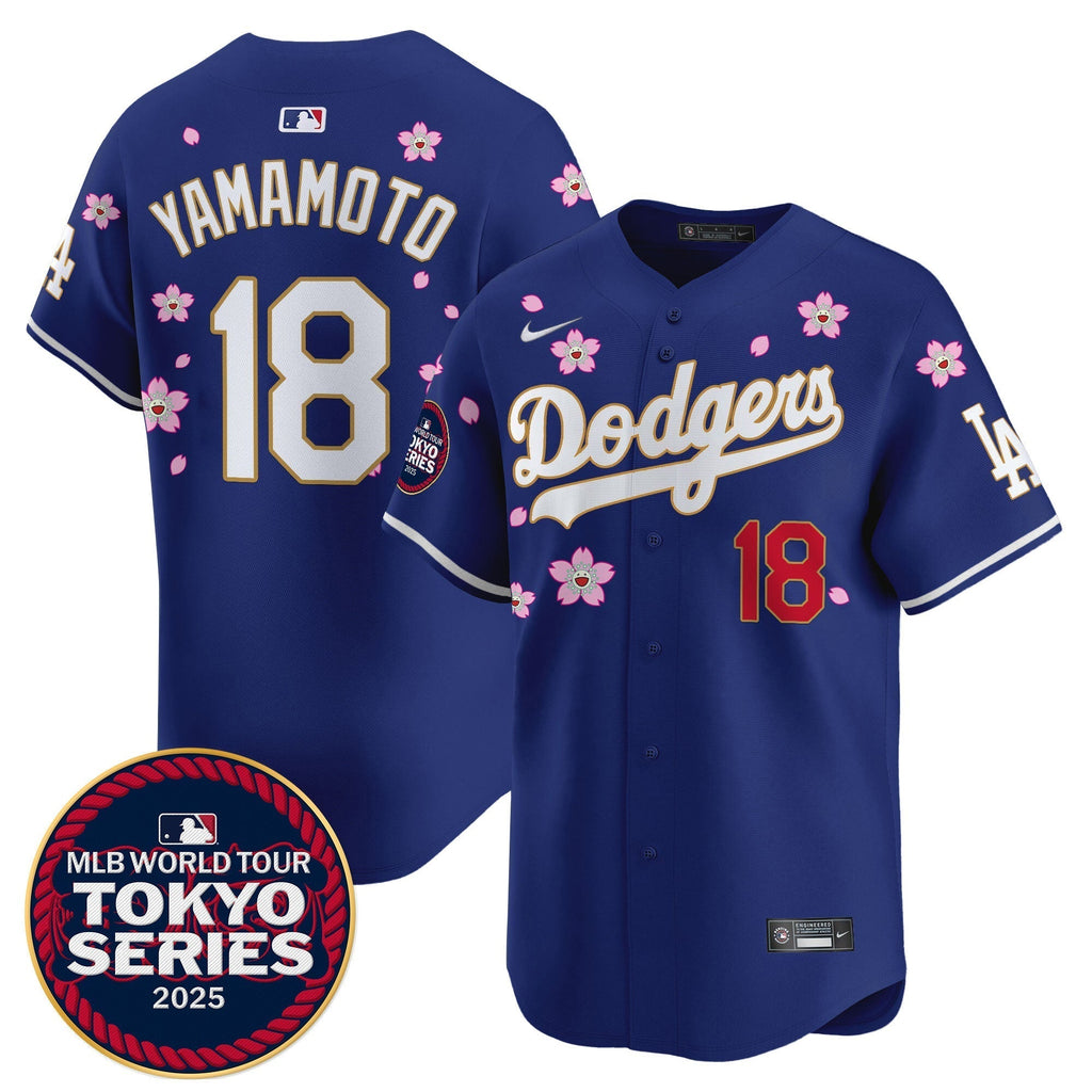 Dodgers Tokyo Series 2025 Gold Trim Vapor Premier Limited Jersey - Stitched