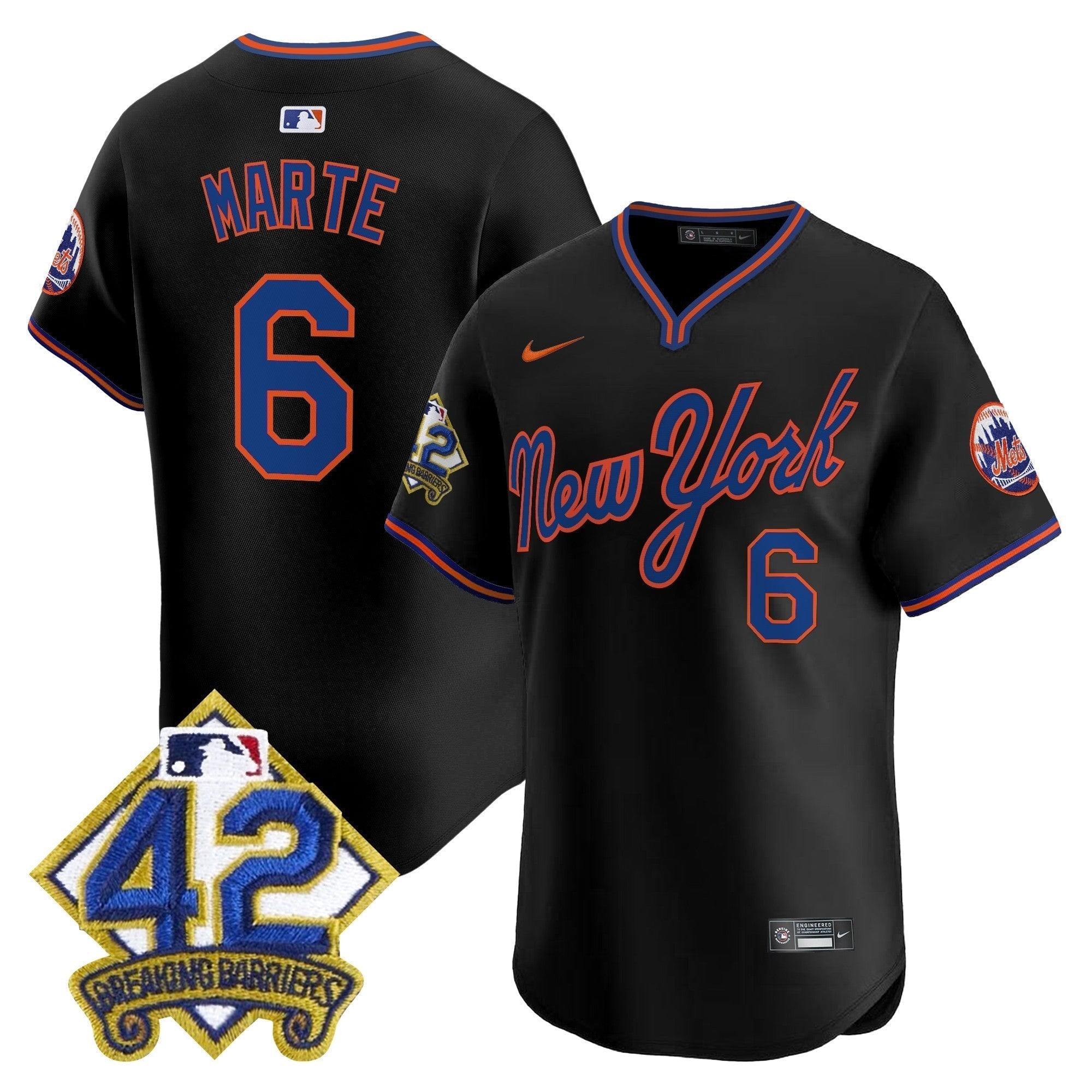 NYM 2025 Jackie Robinson Patch Road Alternate Jersey â€“ All Stitched