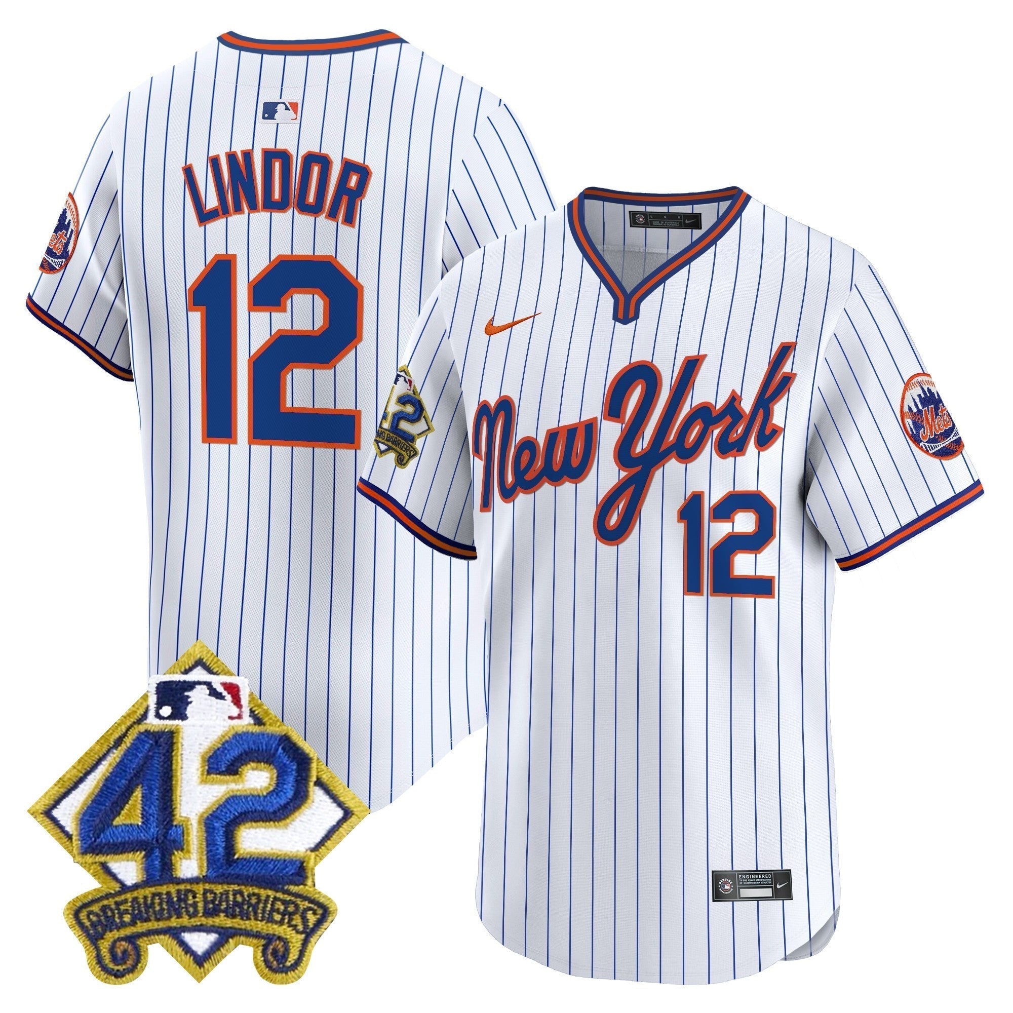 NYM 2025 Jackie Robinson Patch Road Alternate Jersey â€“ All Stitched