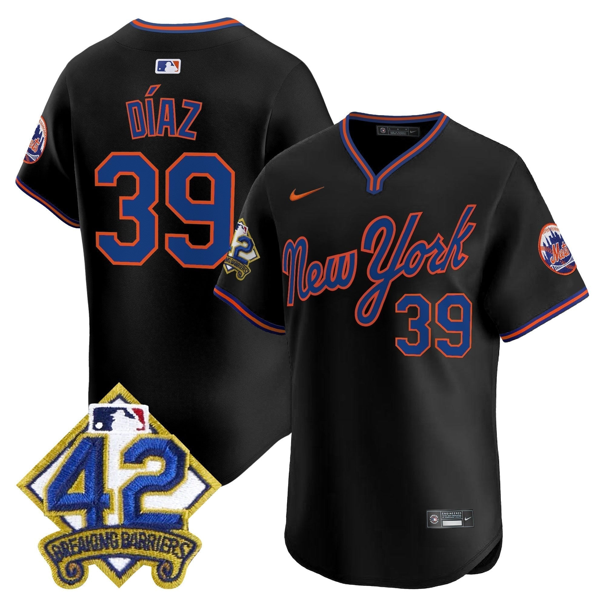 NYM 2025 Jackie Robinson Patch Road Alternate Jersey â€“ All Stitched