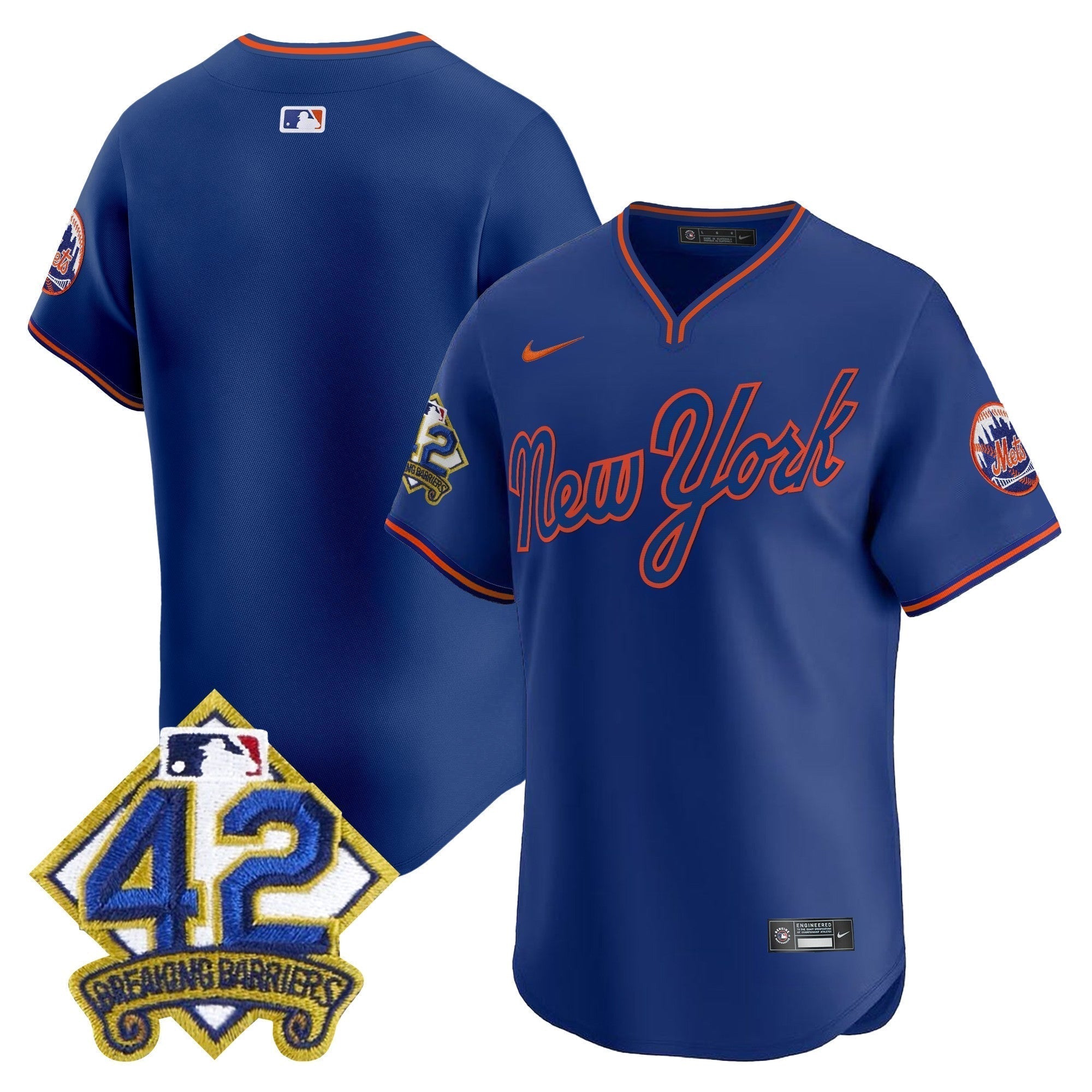 NYM 2025 Jackie Robinson Patch Road Alternate Jersey â€“ All Stitched