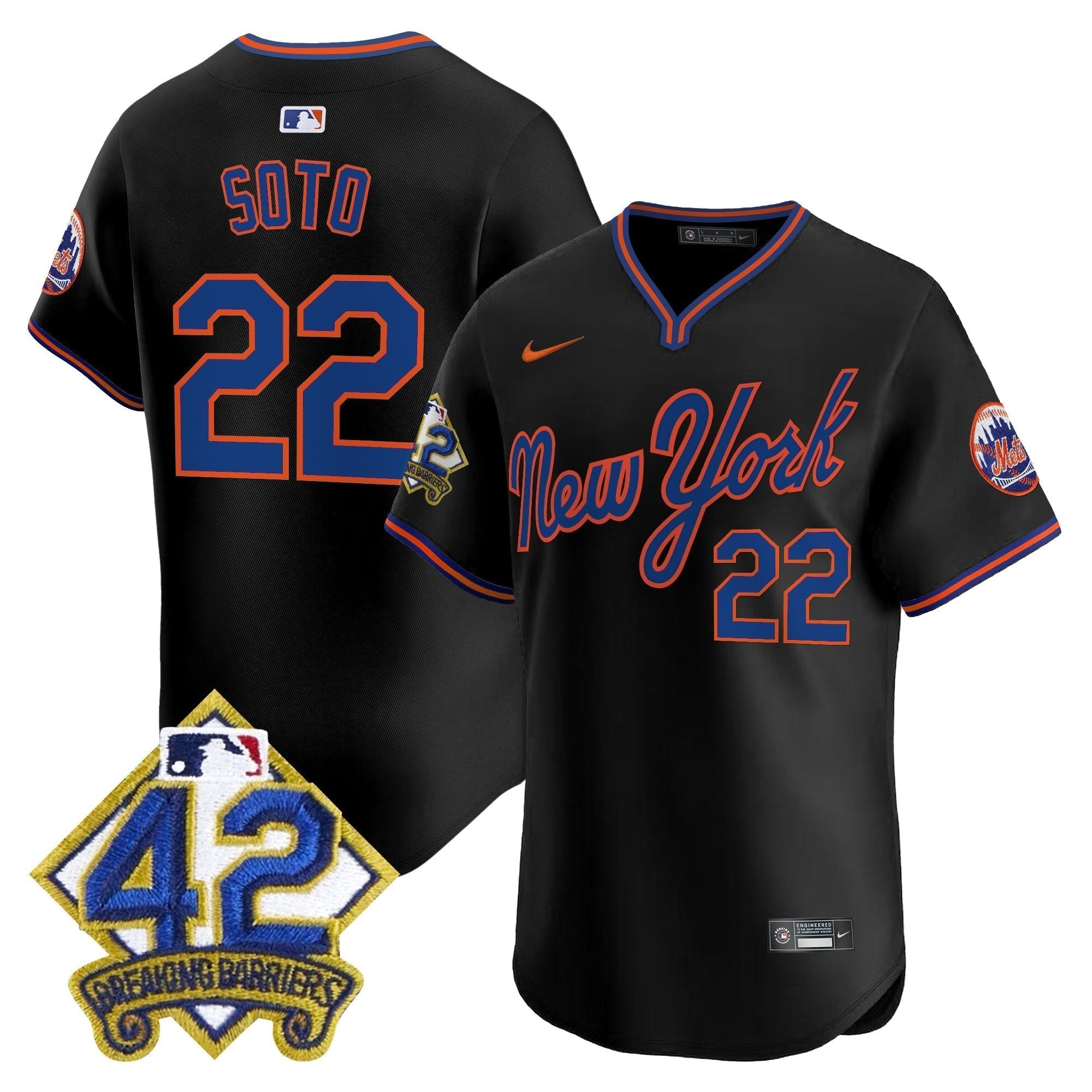 NYM 2025 Jackie Robinson Patch Road Alternate Jersey â€“ All Stitched