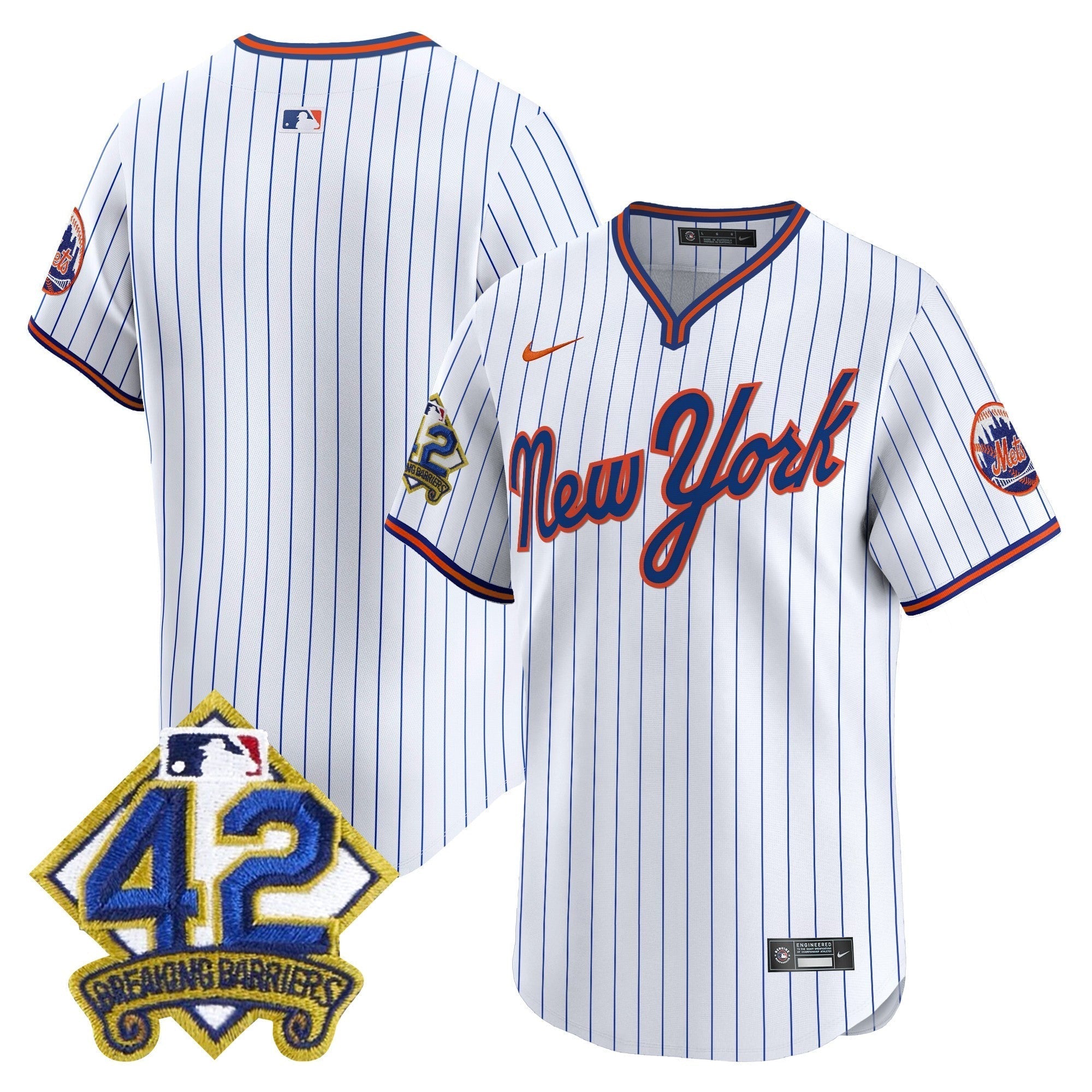 NYM 2025 Jackie Robinson Patch Road Alternate Jersey â€“ All Stitched