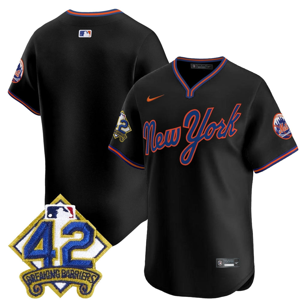 NYM 2025 Jackie Robinson Patch Road Alternate Jersey â€“ All Stitched
