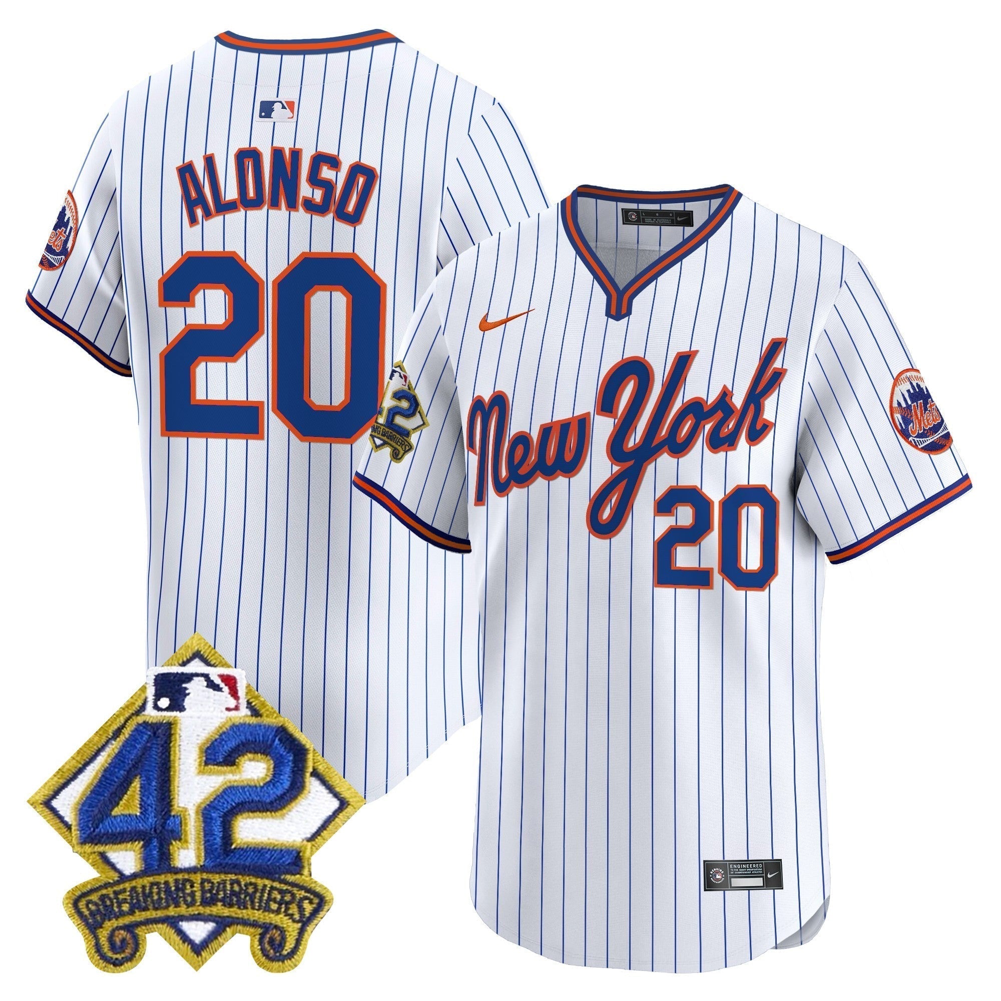 NYM 2025 Jackie Robinson Patch Road Alternate Jersey â€“ All Stitched