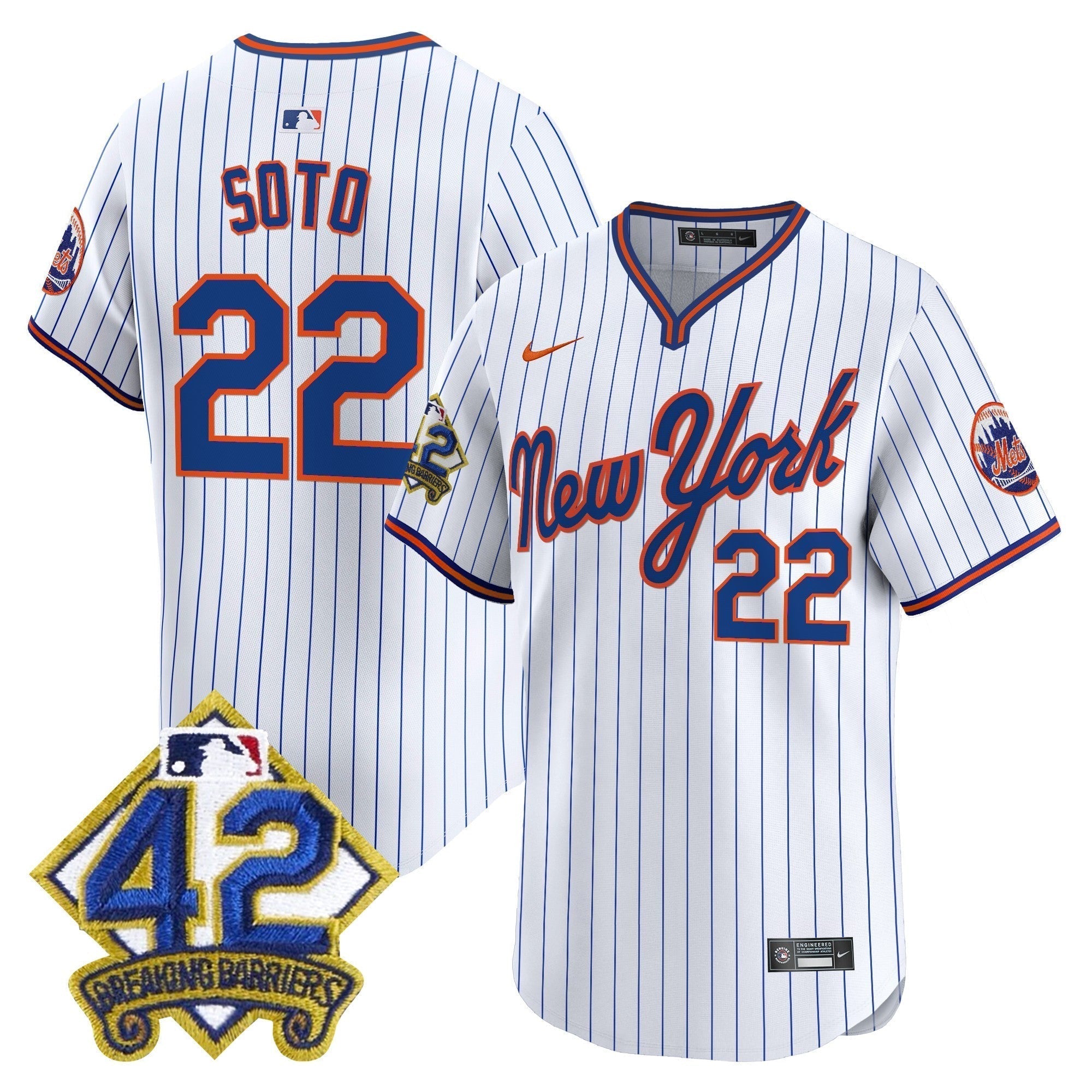 NYM 2025 Jackie Robinson Patch Road Alternate Jersey â€“ All Stitched