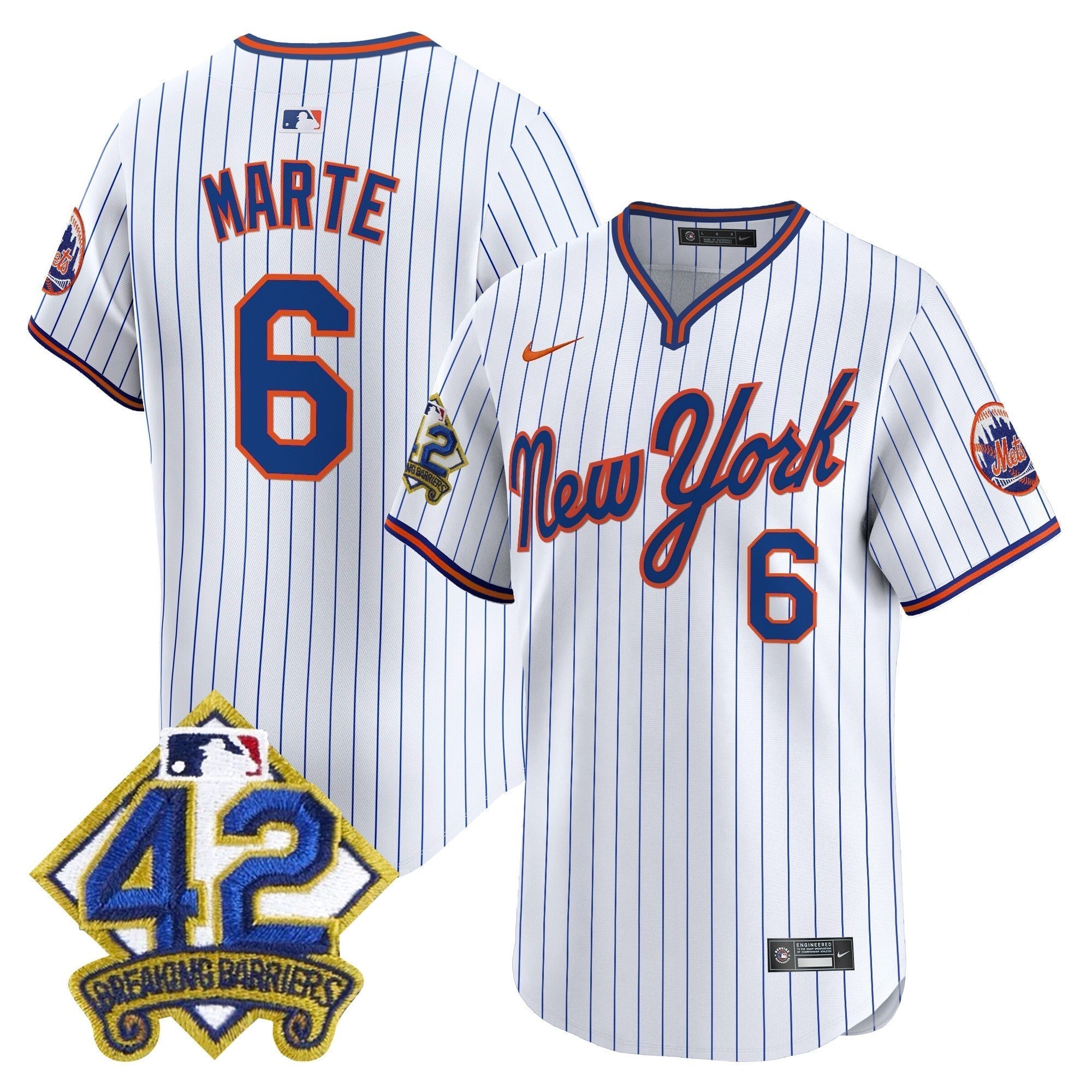 NYM 2025 Jackie Robinson Patch Road Alternate Jersey â€“ All Stitched