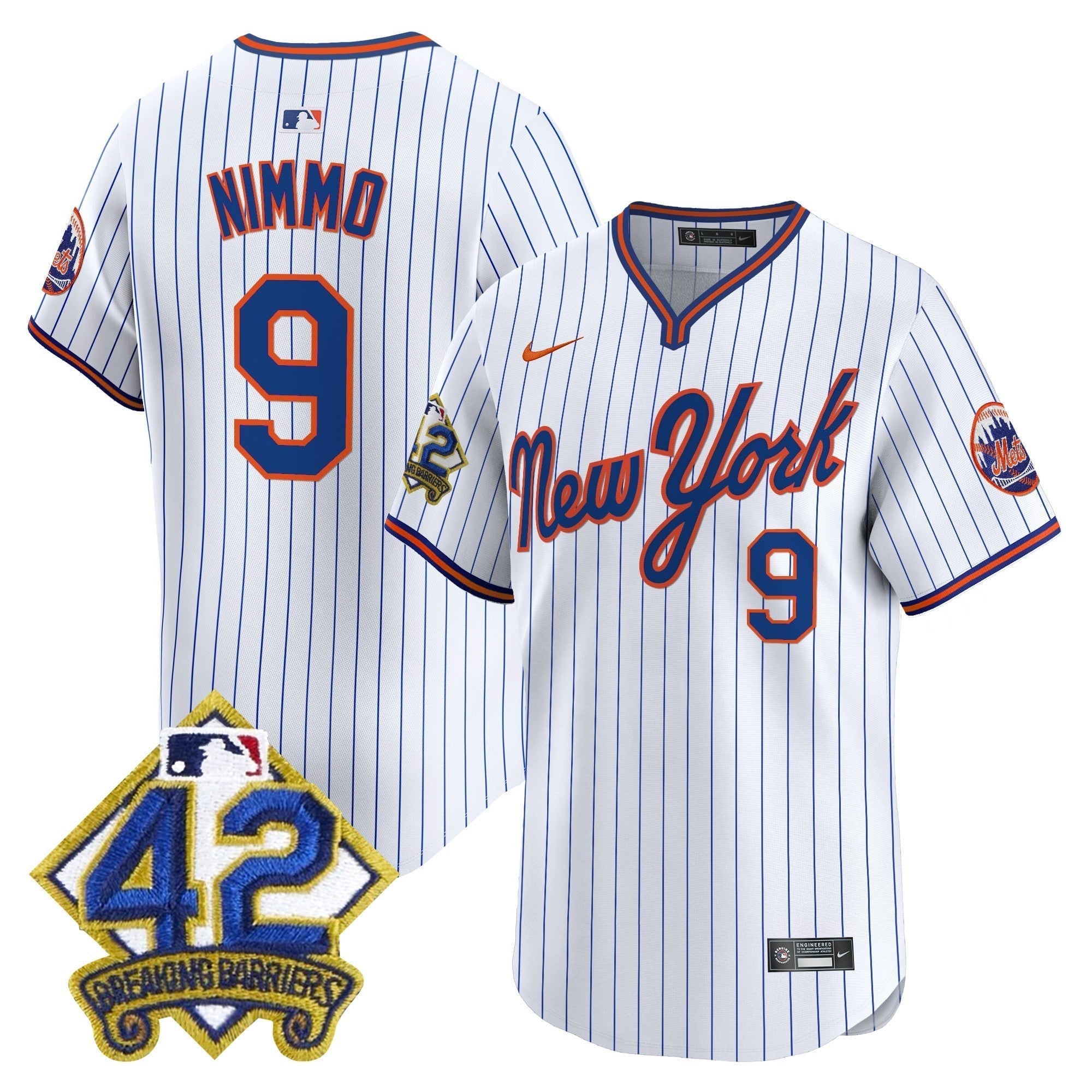 NYM 2025 Jackie Robinson Patch Road Alternate Jersey â€“ All Stitched
