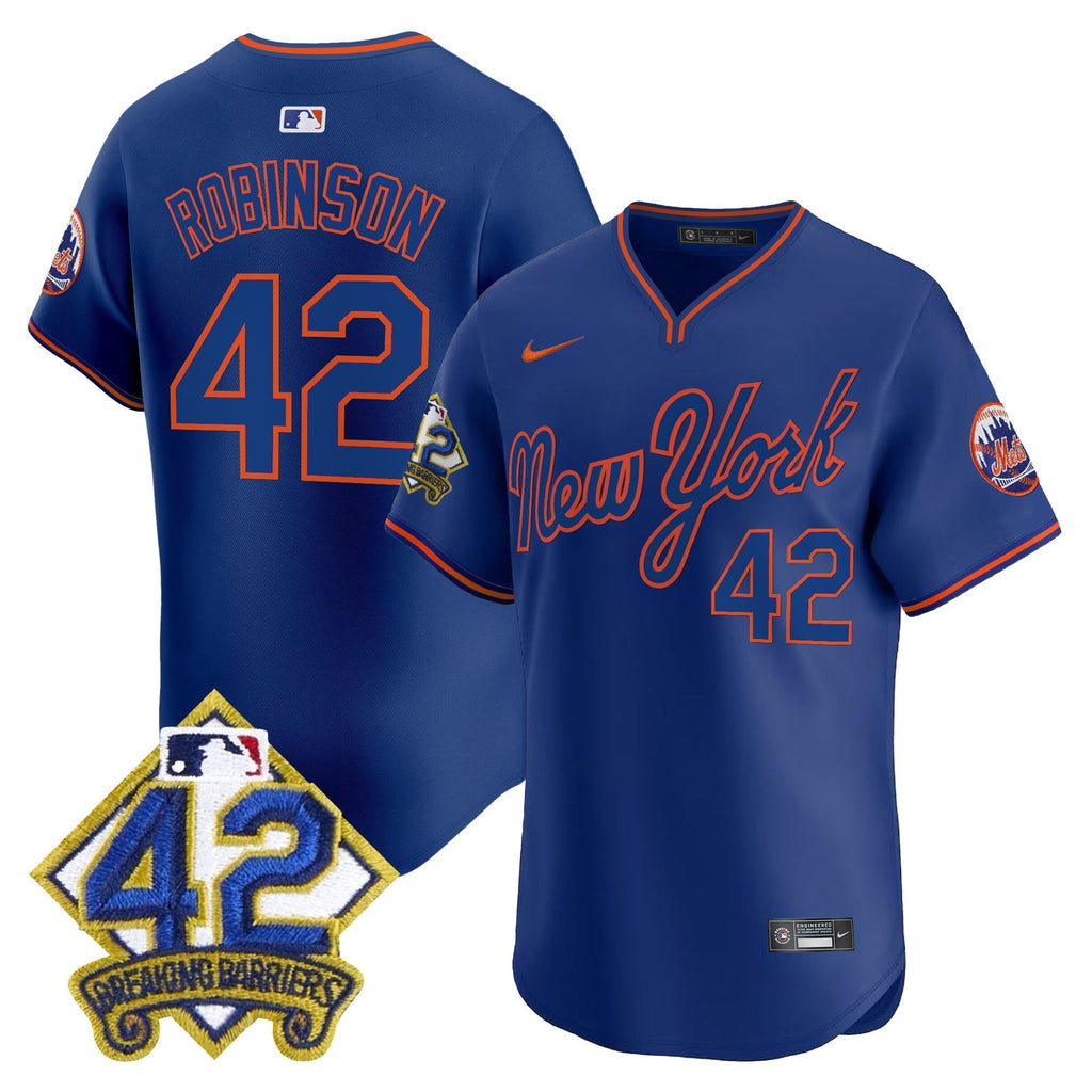 NYM 2025 Jackie Robinson Patch Road Alternate Jersey â€“ All Stitched