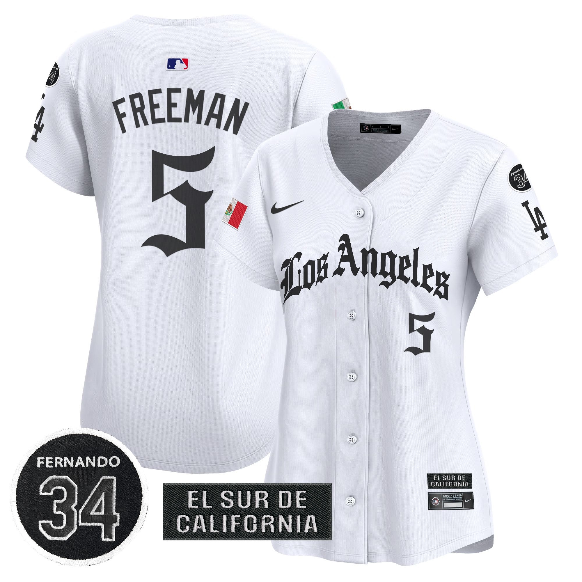 Women's Dodgers Mexico 2025 LA Gothic Style Patch Vapor Premier Limited Jersey - All Stitched