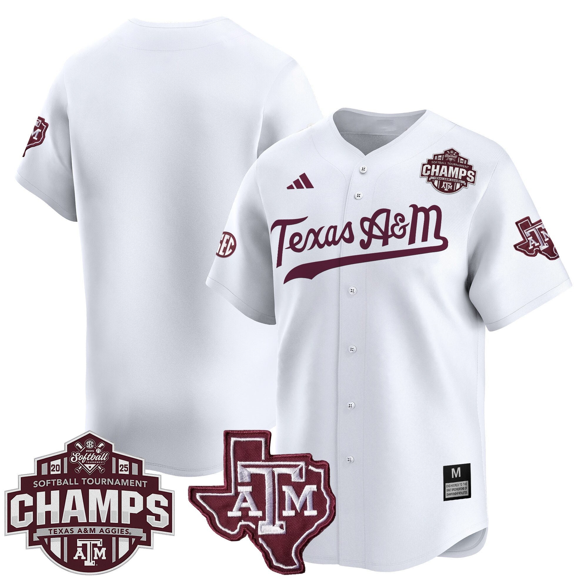 Size - T.A&M.A 2025 SEC Softball Conference Tournament Champions Patch Vapor Premier Limited Jersey - All Stitched