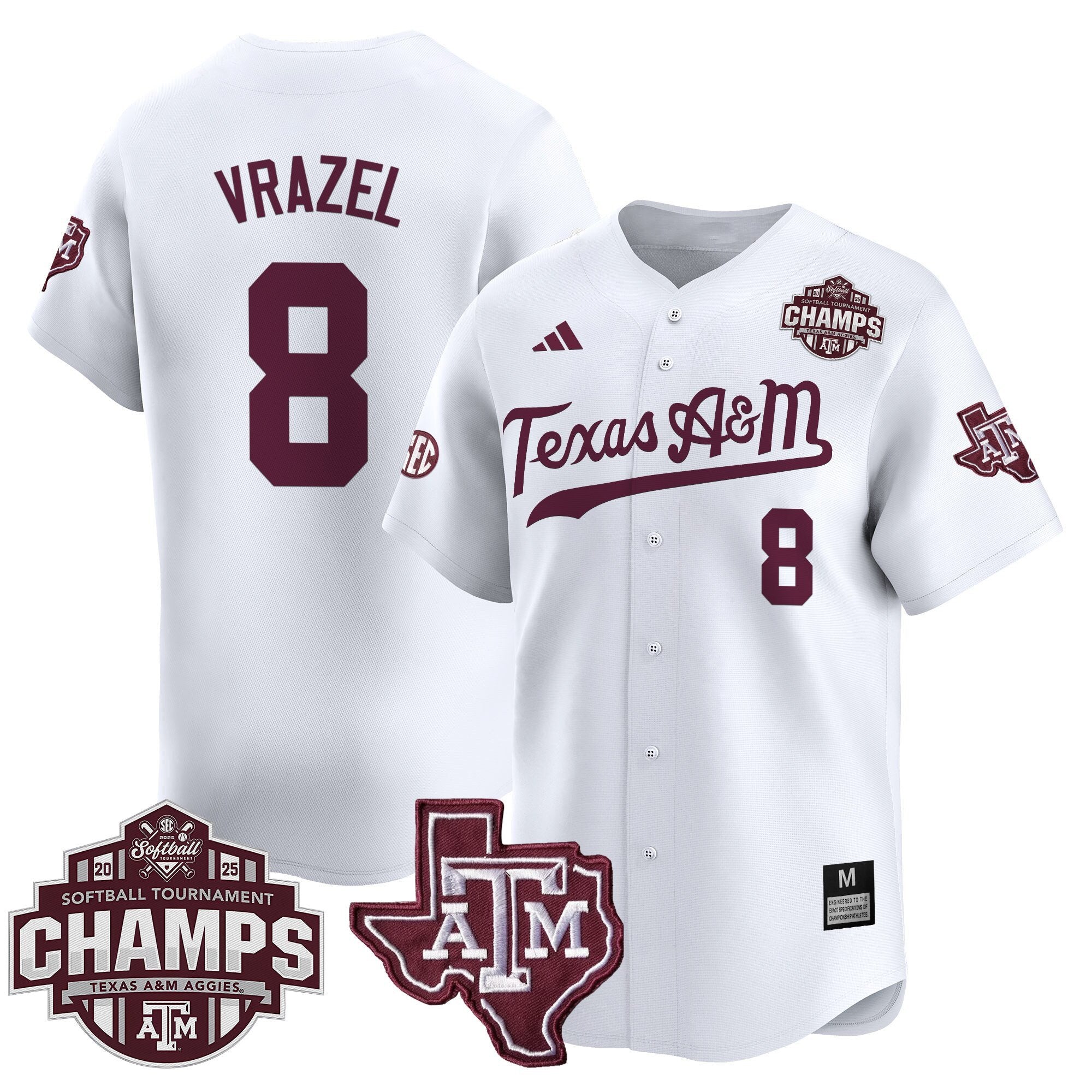 Size - T.A&M.A 2025 SEC Softball Conference Tournament Champions Patch Vapor Premier Limited Jersey - All Stitched