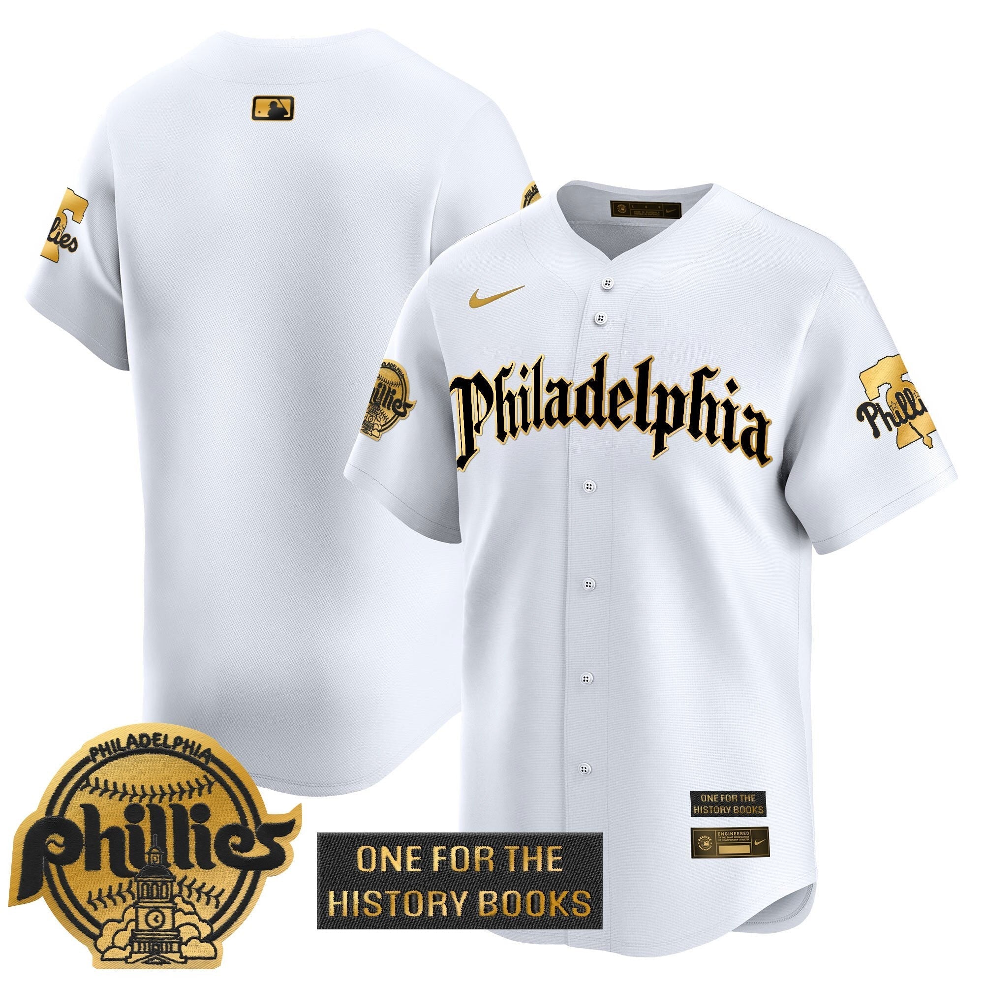 Phillies 'Retro Newspaper Edition' Gold Vapor Premier Limited Jersey - All Stitched