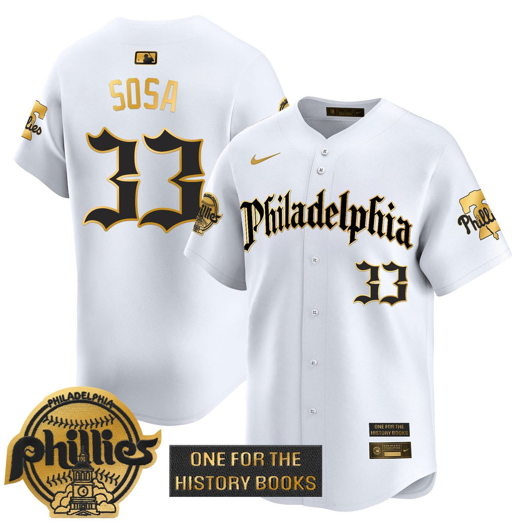 Phillies 'Retro Newspaper Edition' Gold Vapor Premier Limited Jersey - All Stitched