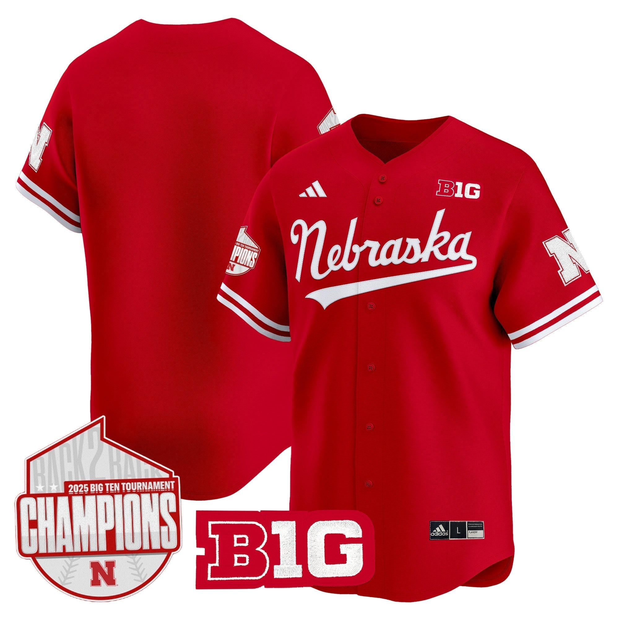 Nebraska Huskers Back 2 Back Champions Patch Vapor Premier Limited Men Jersey - All Stitched