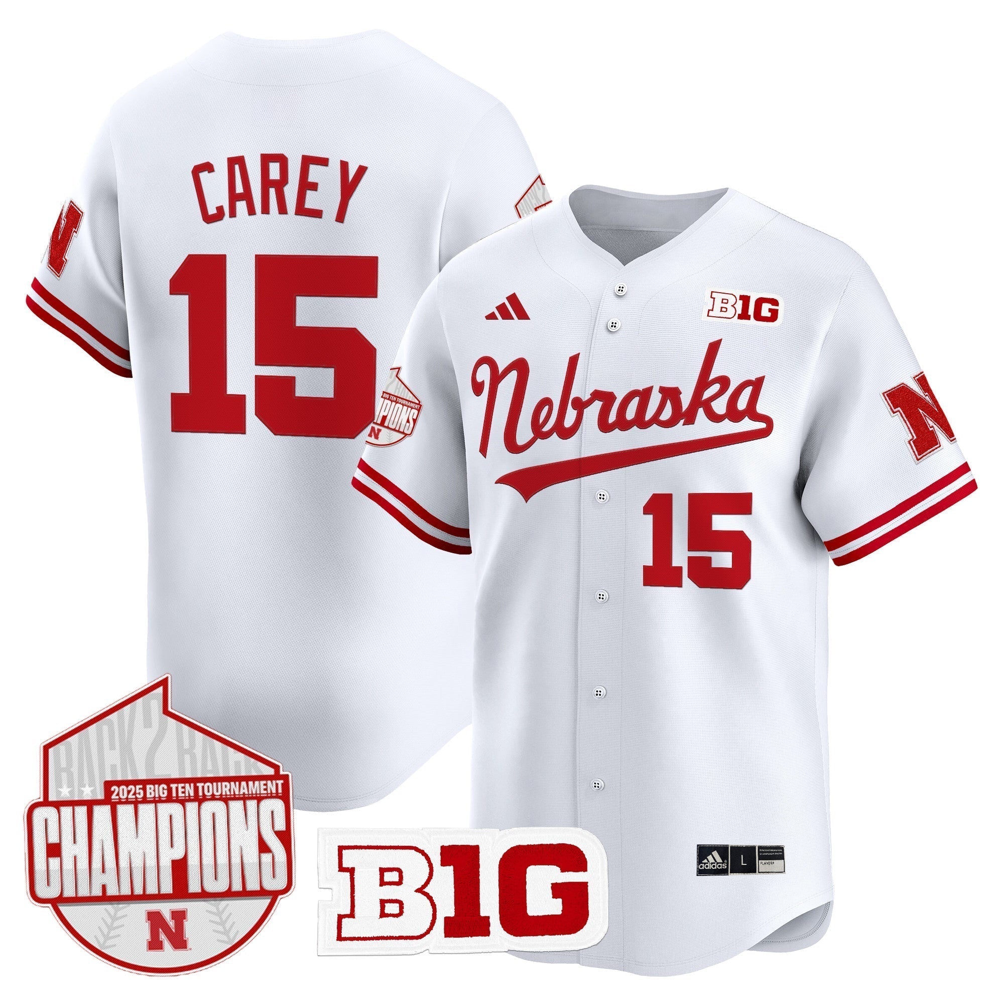 Nebraska Huskers Back 2 Back Champions Patch Vapor Premier Limited Jersey - All Stitched