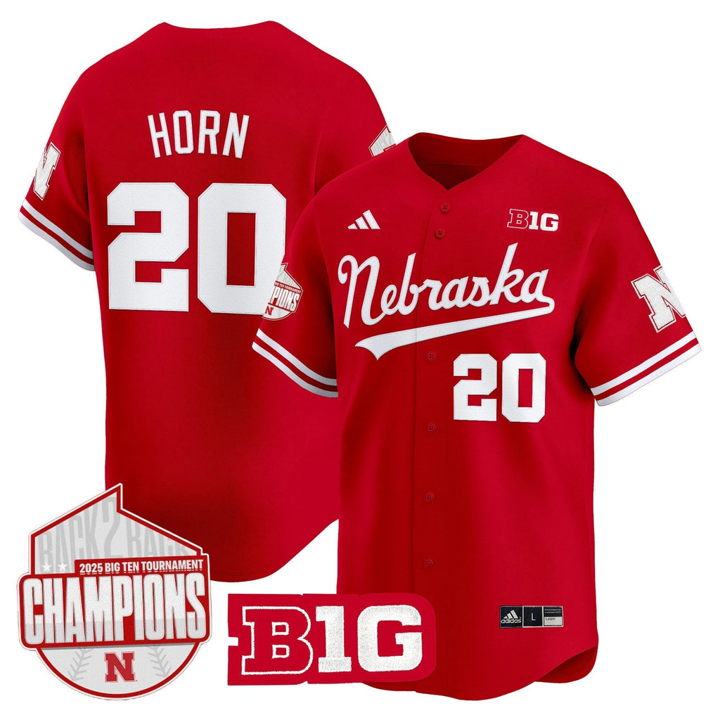 Nebraska Huskers Back 2 Back Champions Patch Vapor Premier Limited Jersey - All Stitched