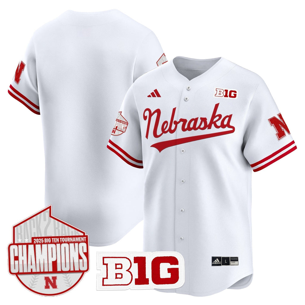 Nebraska Huskers Back 2 Back Champions Patch Vapor Premier Limited Jersey - All Stitched