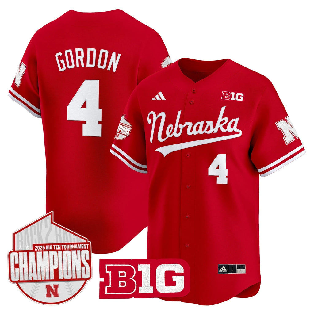 Nebraska Huskers Back 2 Back Champions Patch Vapor Premier Limited Men Jersey - All Stitched